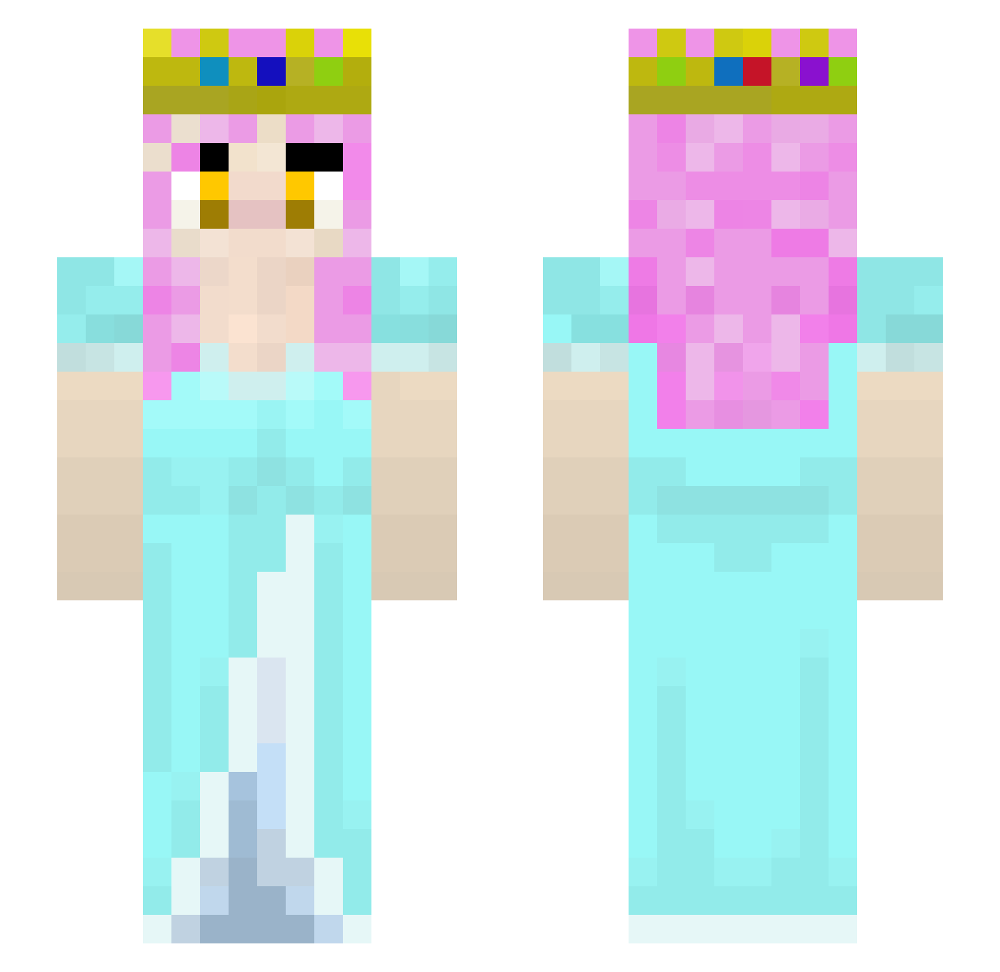 PrincssRosethorn Minecraft skin, front and back view