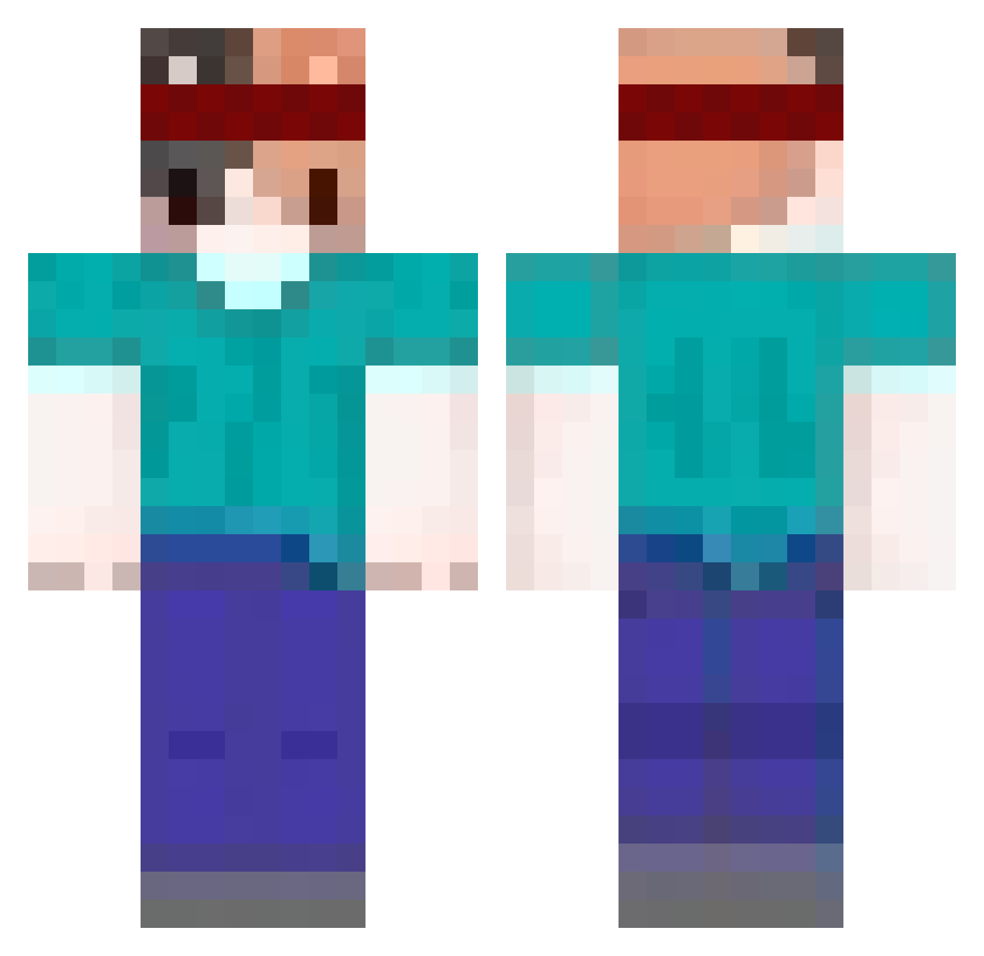 Zappzag Minecraft skin, front and back view