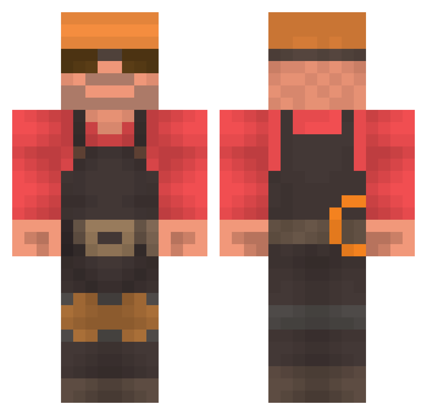 Bebra1995 Minecraft skin, front and back view