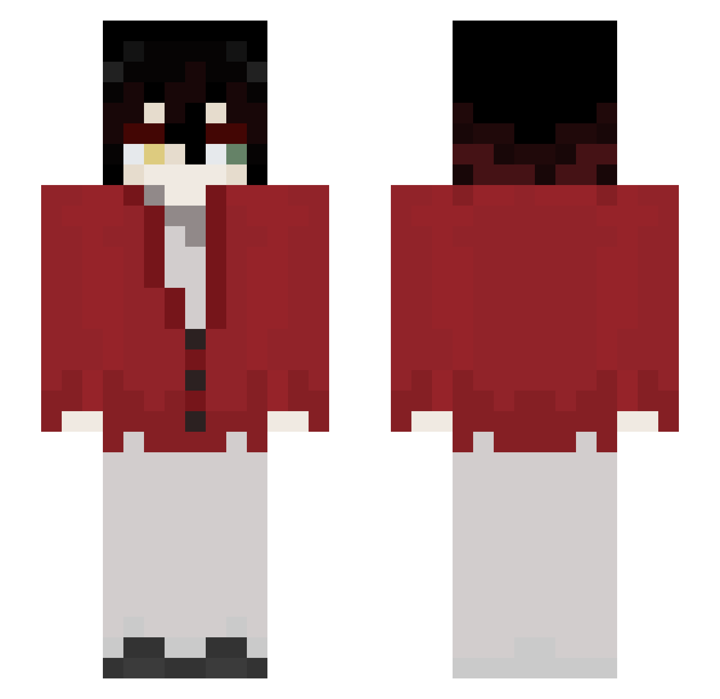 Yume7419 Minecraft skin, front and back view