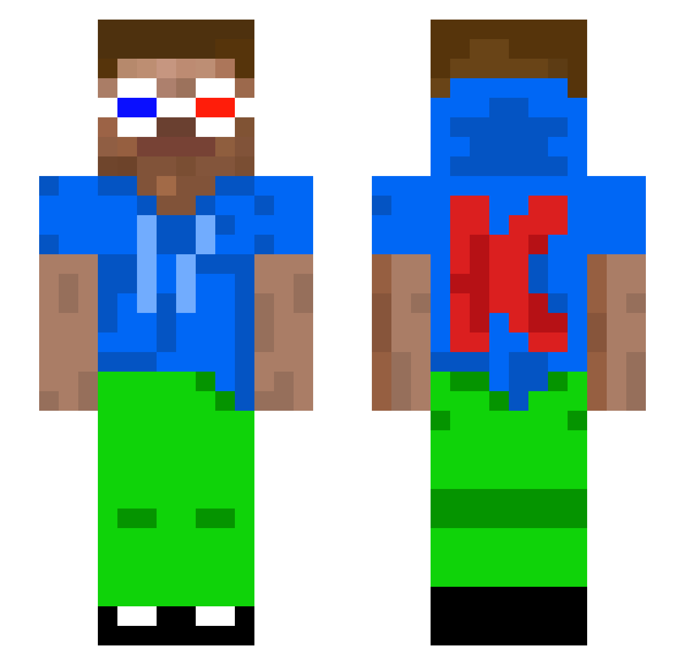 MasterBunter Minecraft skin, front and back view