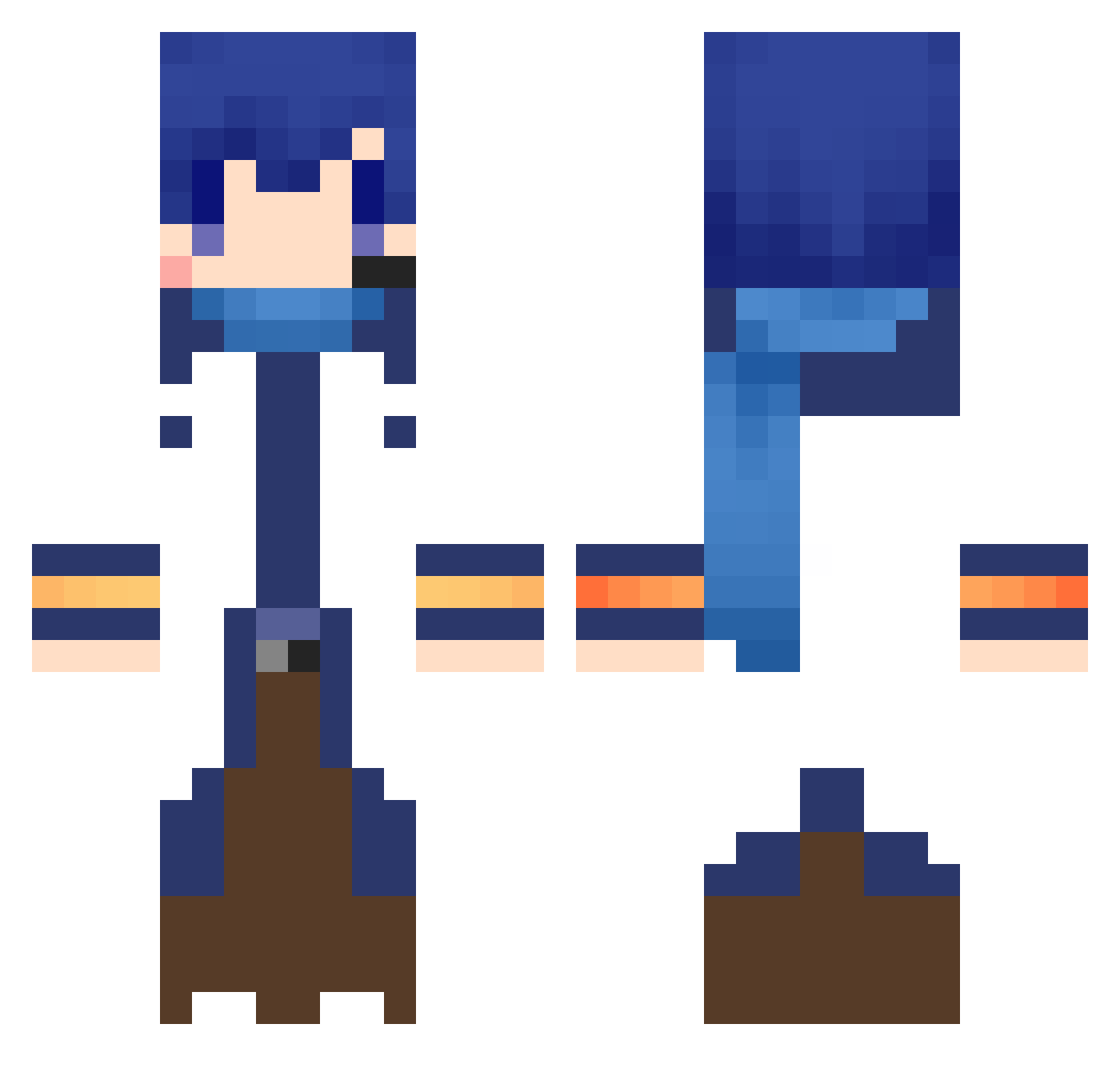 Reproduces Minecraft skin, front and back view
