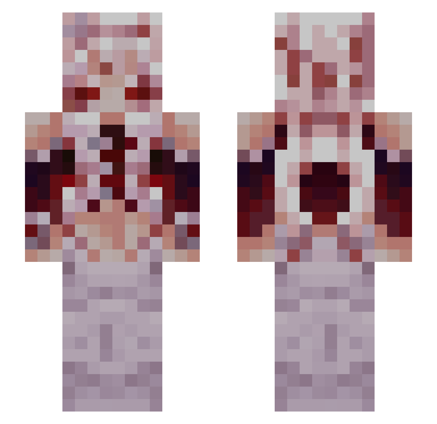 Plantoidd Minecraft skin, front and back view