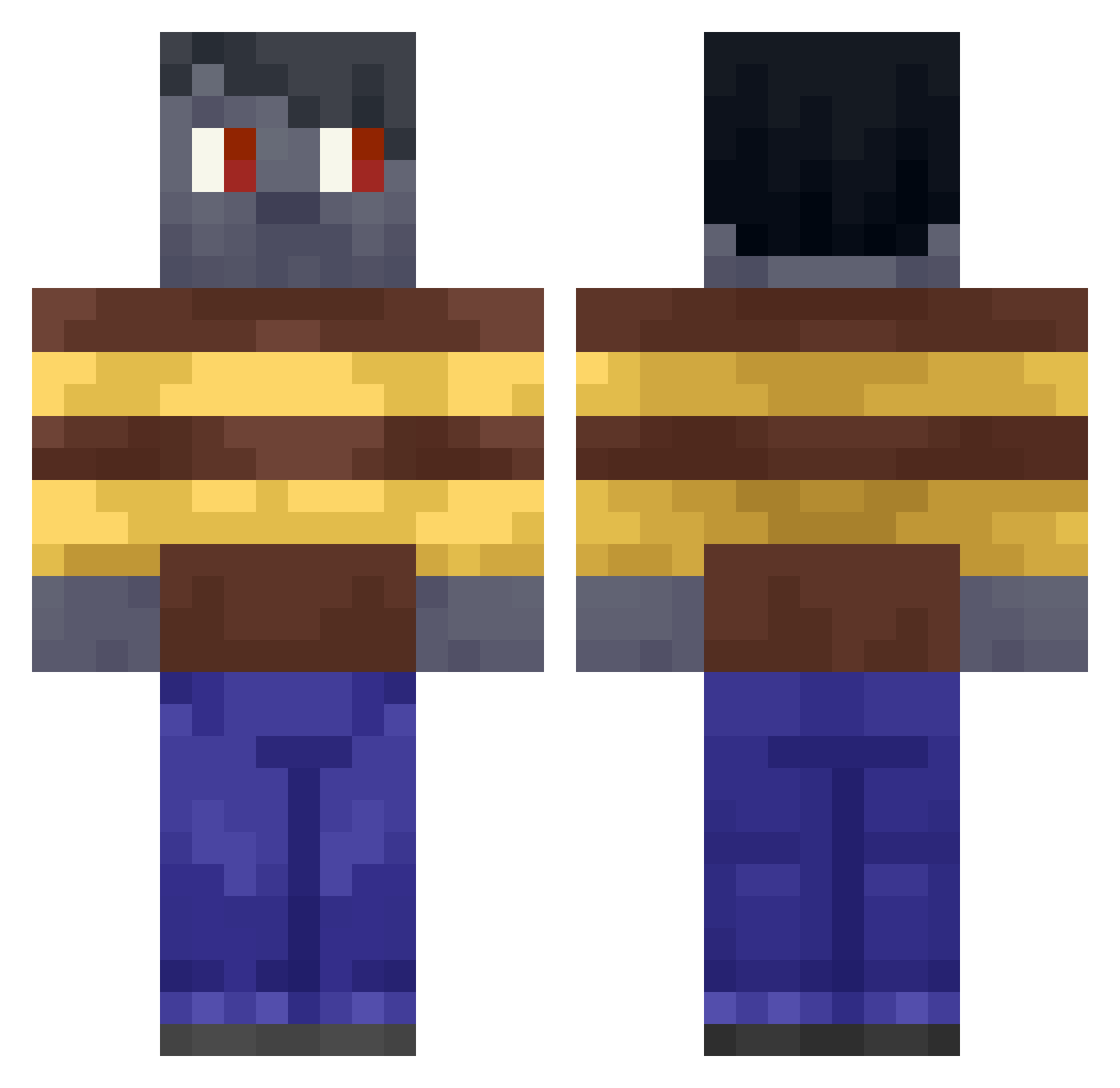ByloBat Minecraft skin, front and back view