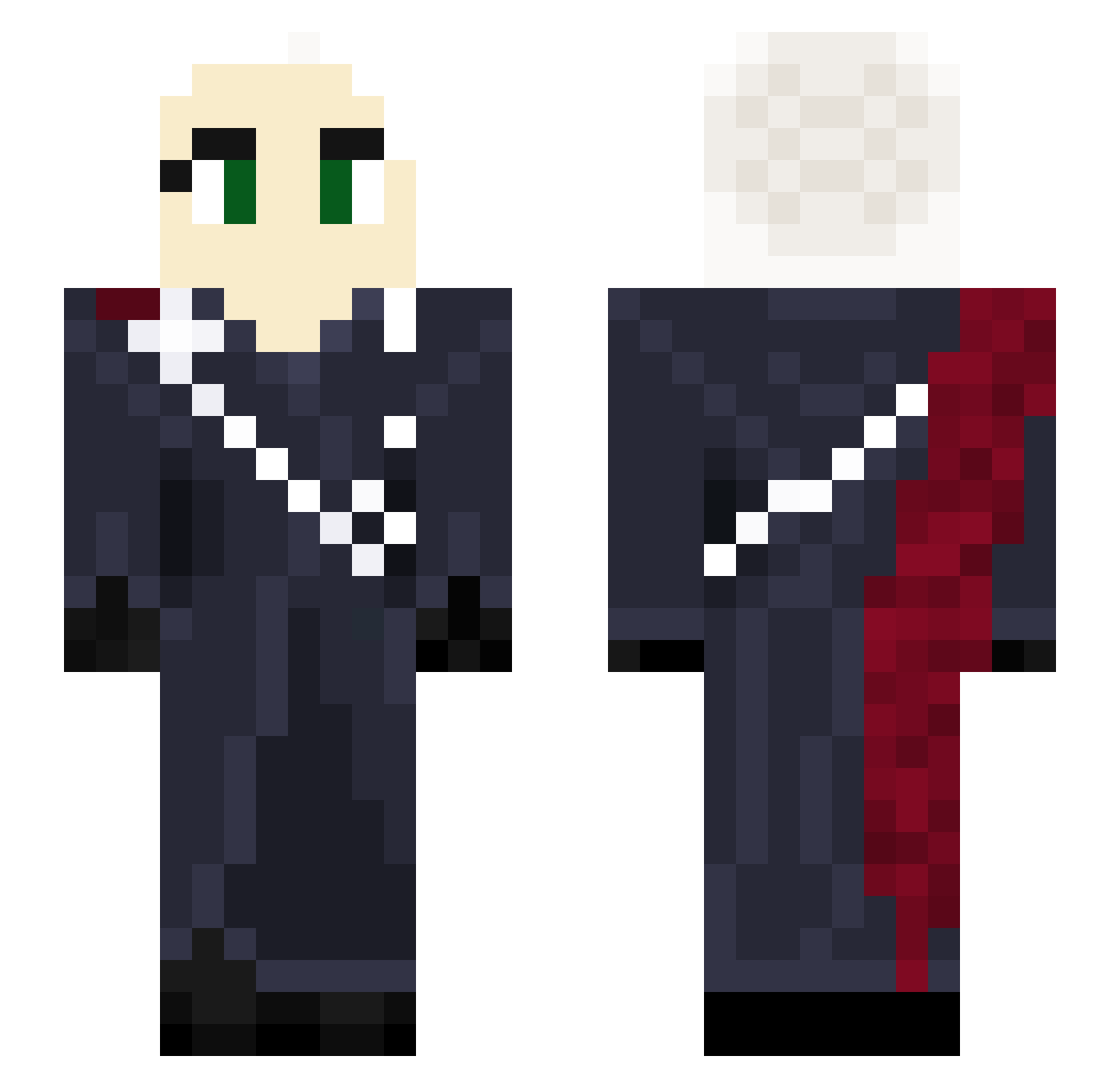 Halkings Minecraft skin, front and back view