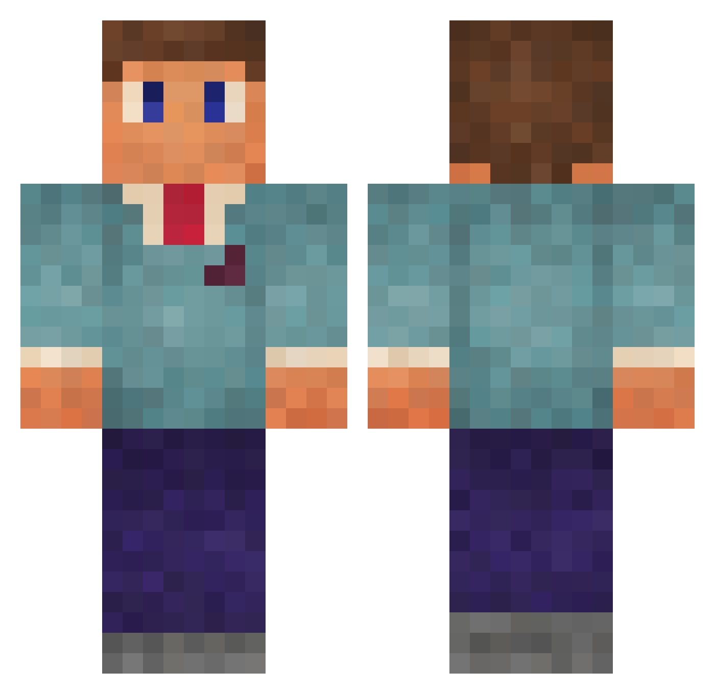 Sline Minecraft skin, front and back view