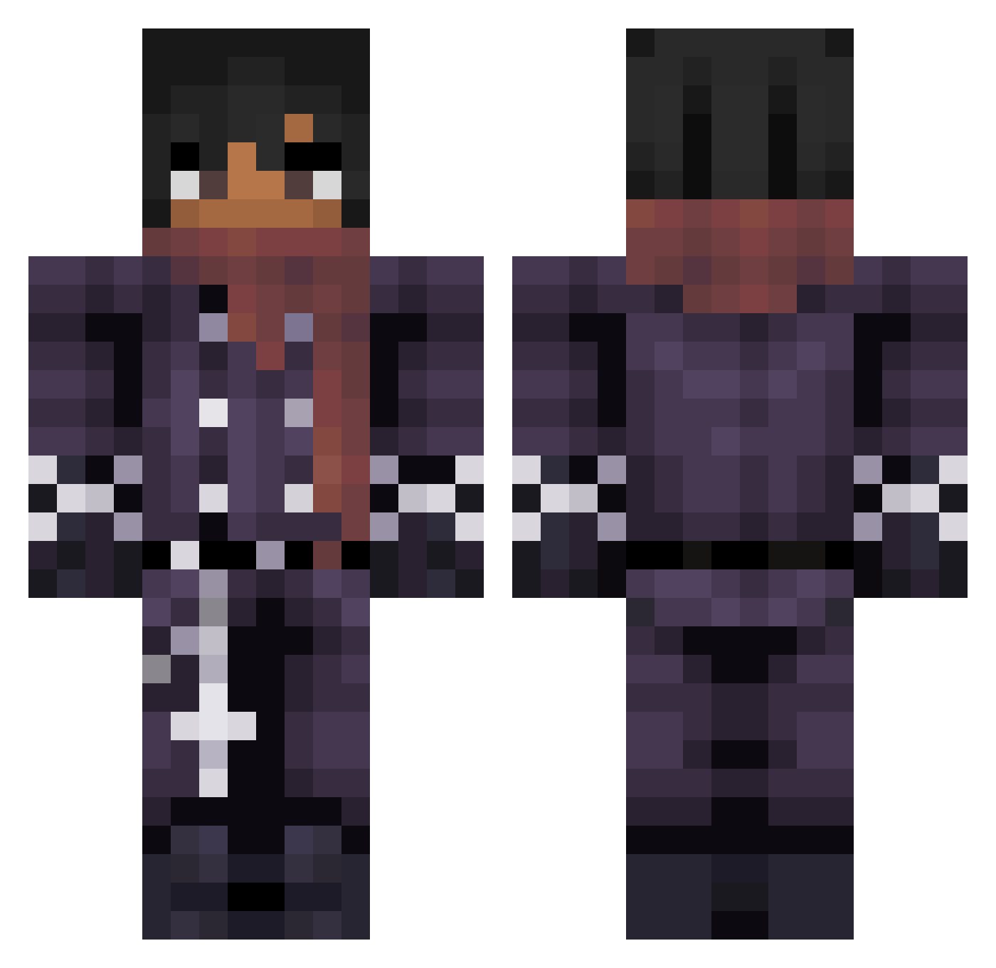 DinoJim Minecraft skin, front and back view
