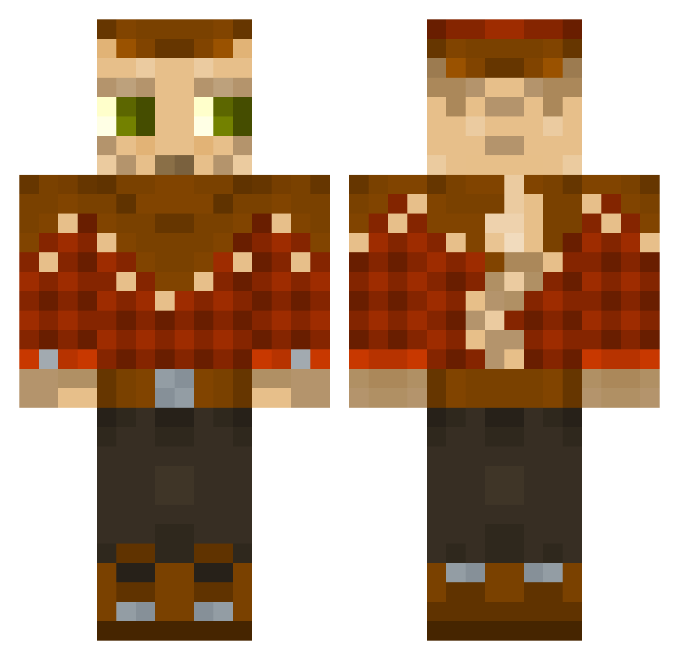 OlBean Minecraft skin, front and back view