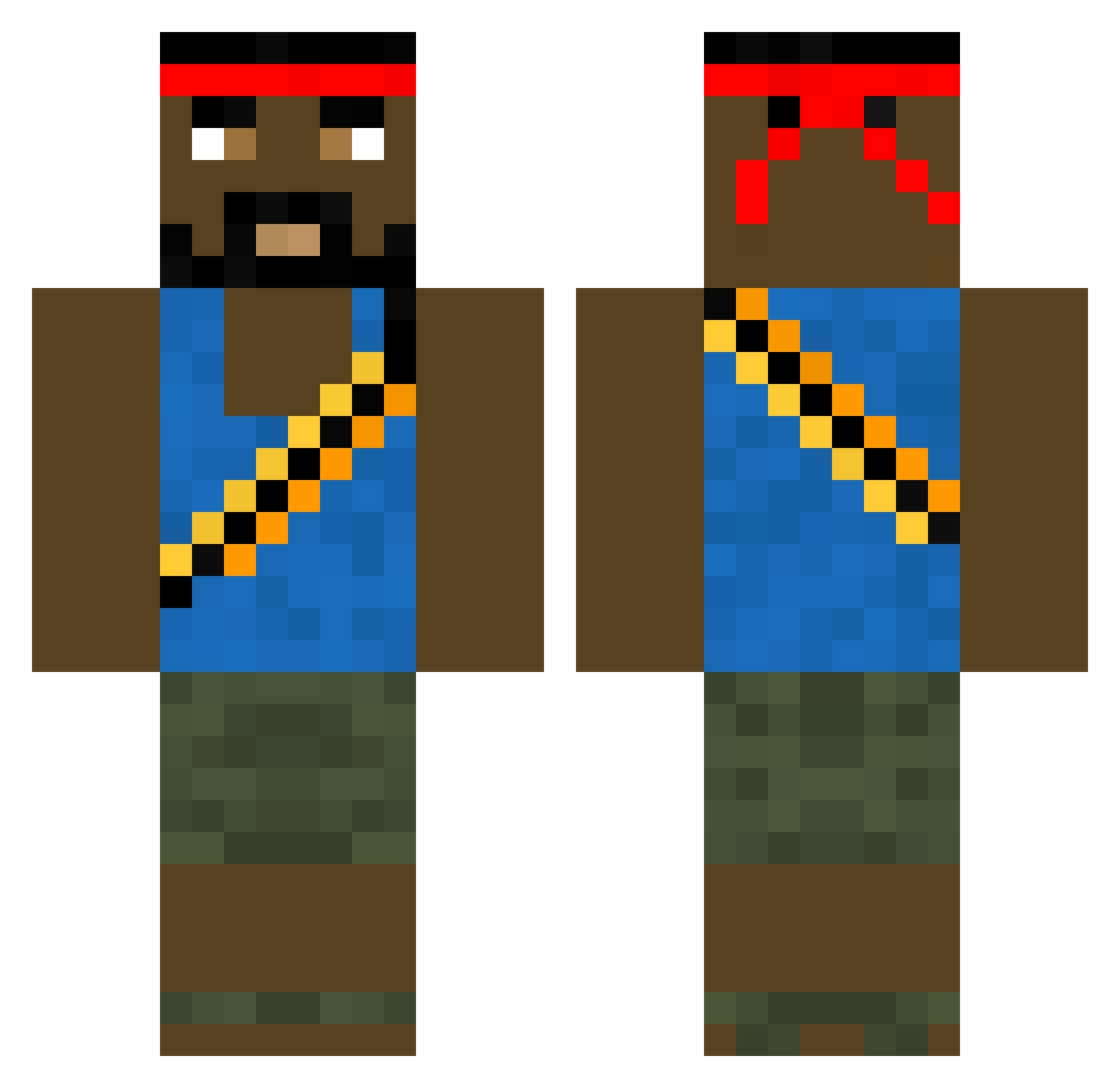 BOOMBEACH13 Minecraft skin, front and back view