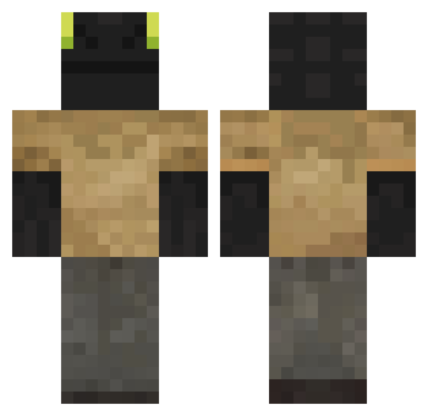 Colcanapi Minecraft skin, front and back view