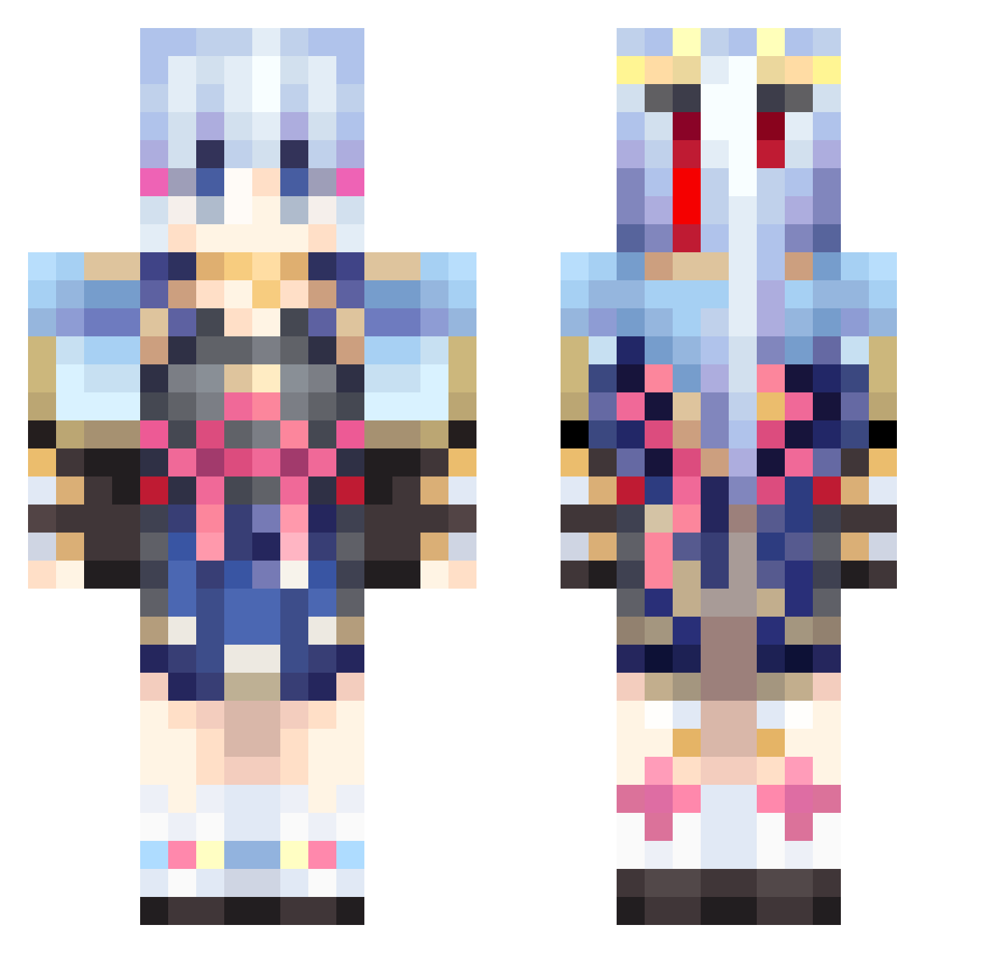 KJCJJJ Minecraft skin, front and back view