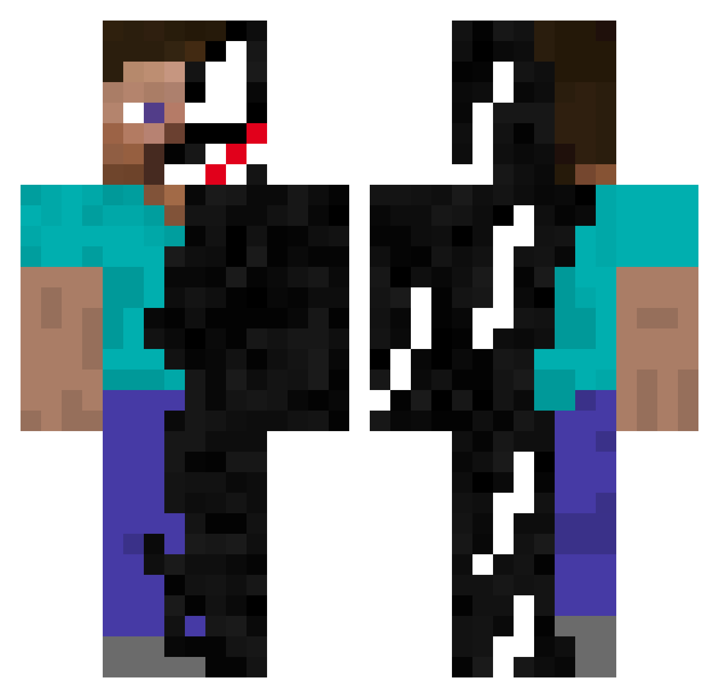 DonutMeester222 Minecraft skin, front and back view
