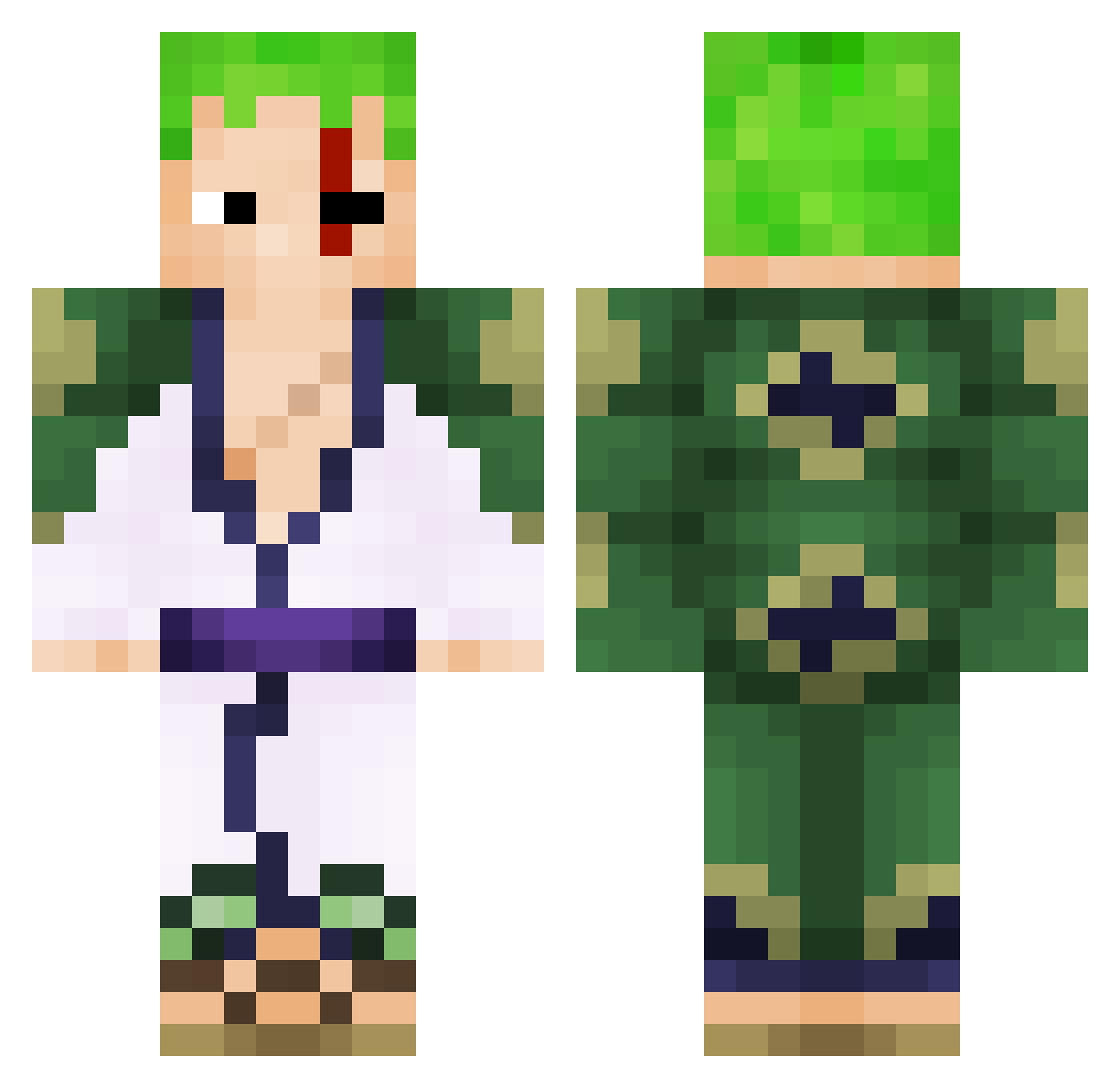 CrispyCage Minecraft skin, front and back view