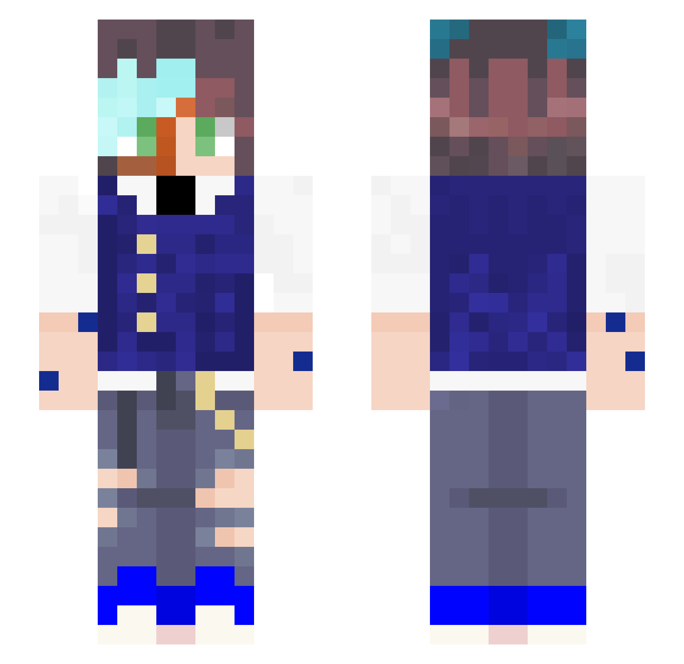 Royxl_Blue Minecraft skin, front and back view