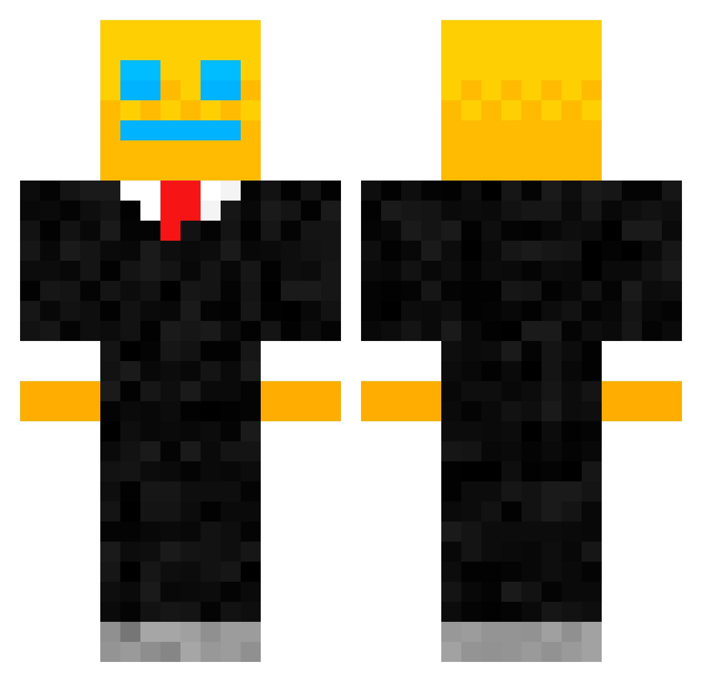 Nit1king Minecraft skin, front and back view