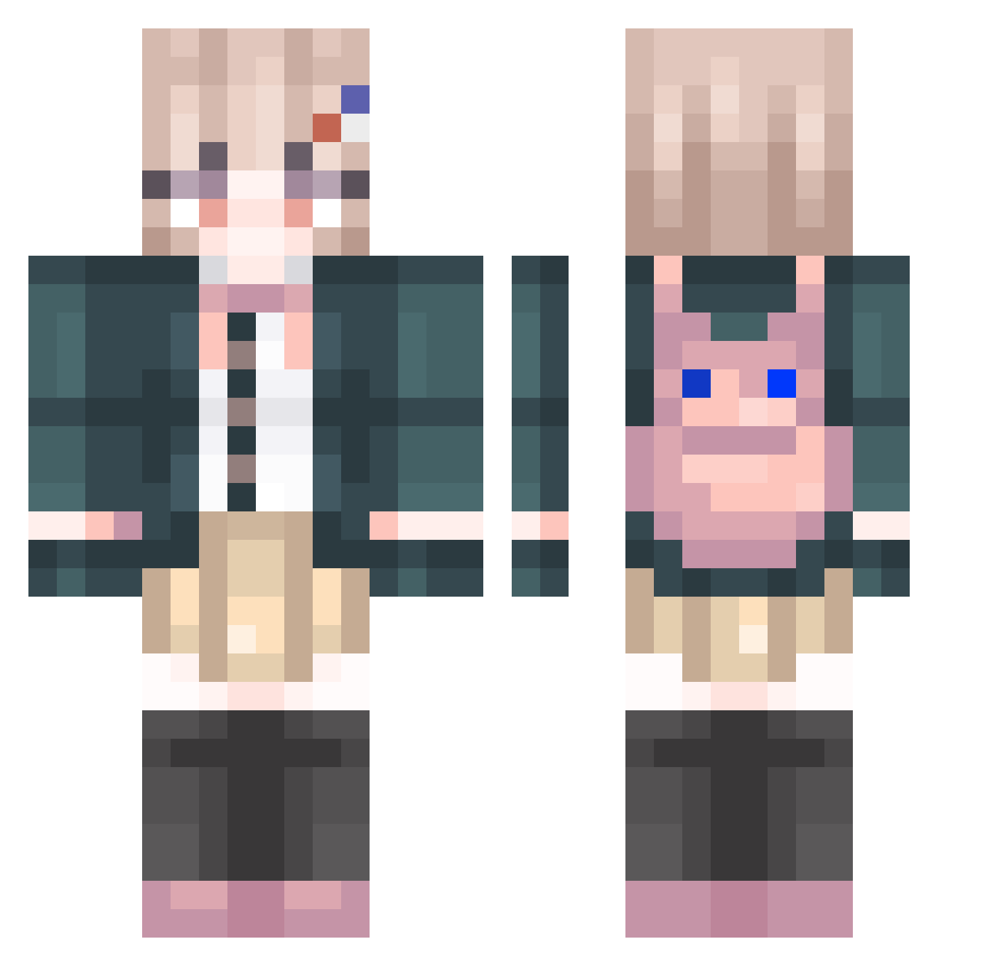 Popu1arSong Minecraft skin, front and back view