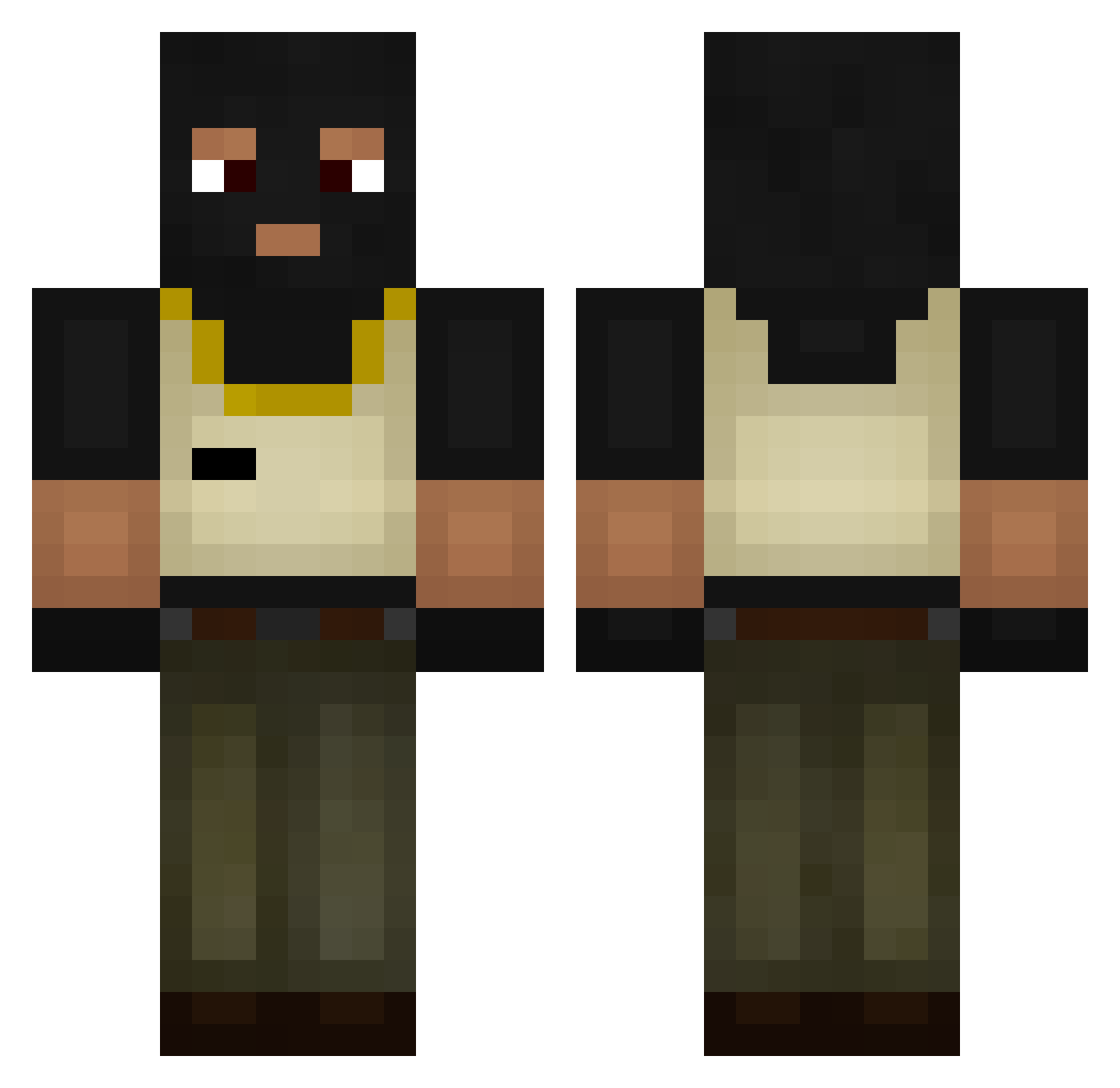 rarrii Minecraft skin, front and back view