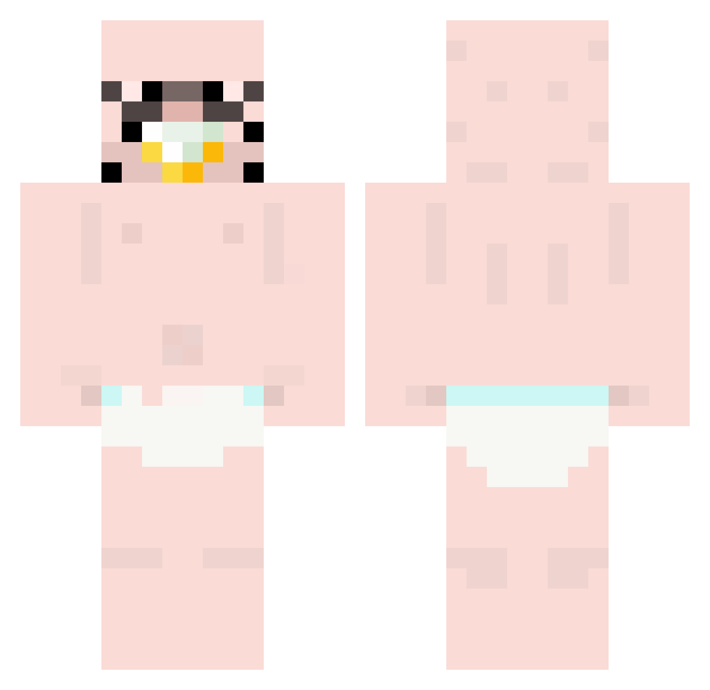 BiggBott Minecraft skin, front and back view