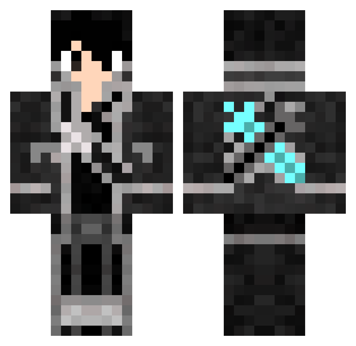 Oldlam99 Minecraft skin, front and back view