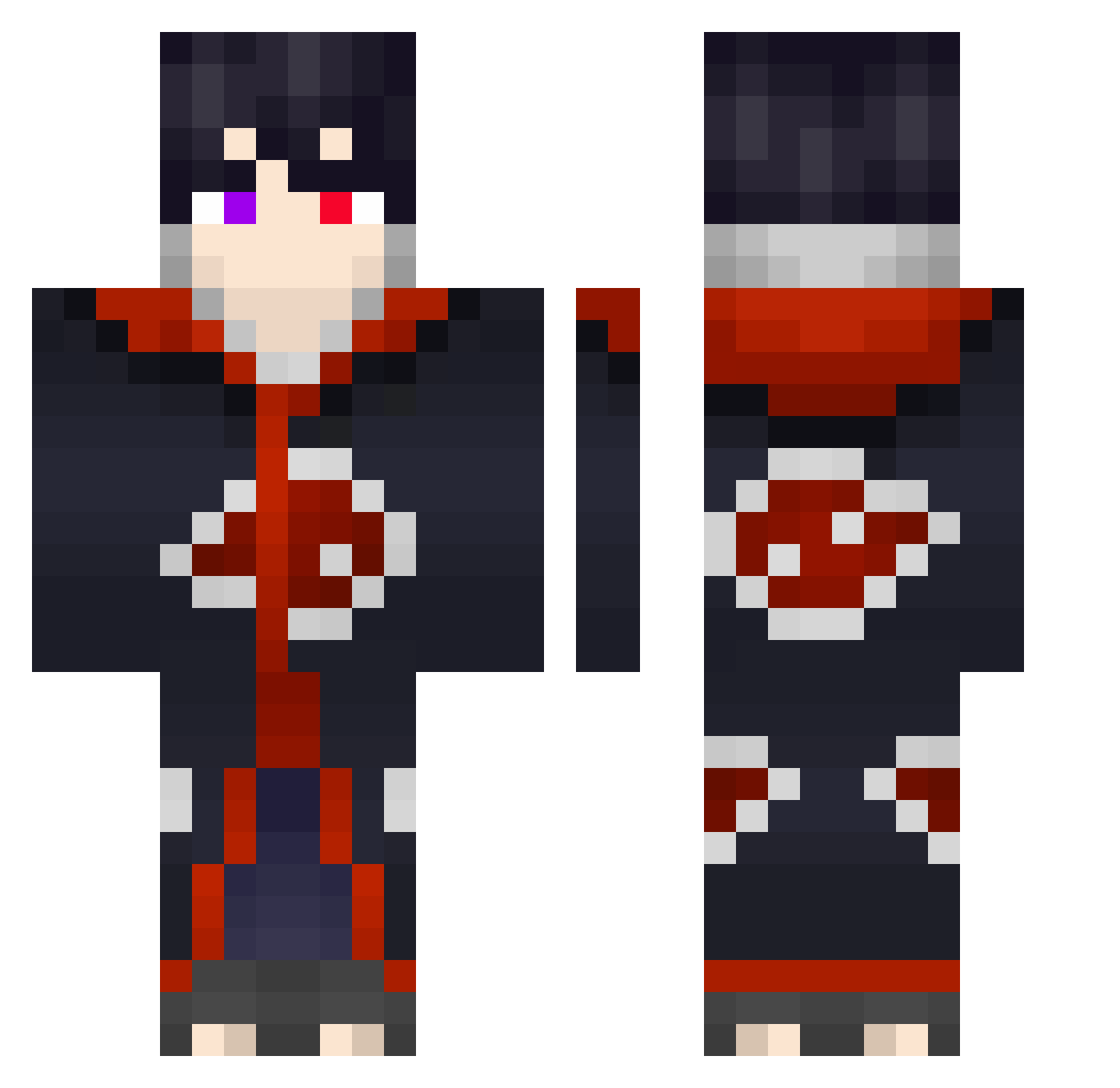 MCHender Minecraft skin, front and back view
