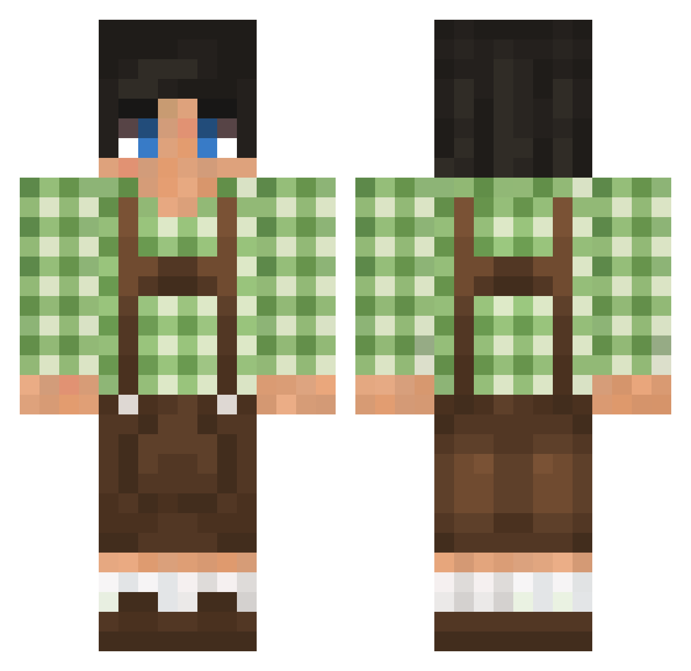 Leftness Minecraft skin, front and back view