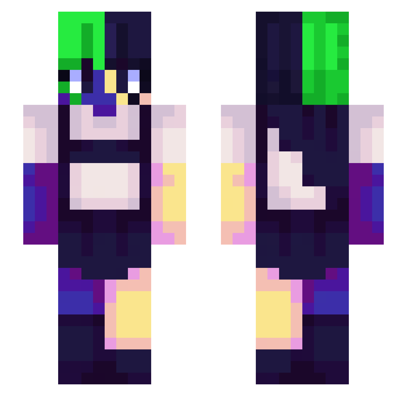 anastasiacff Minecraft skin, front and back view