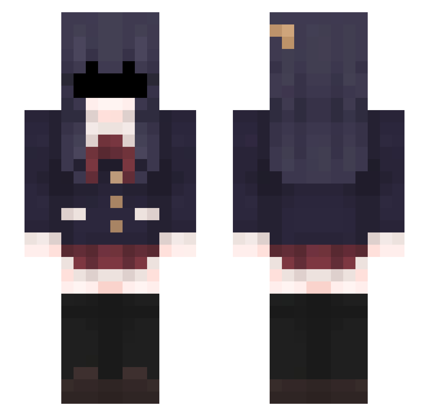FFVII Minecraft skin, front and back view