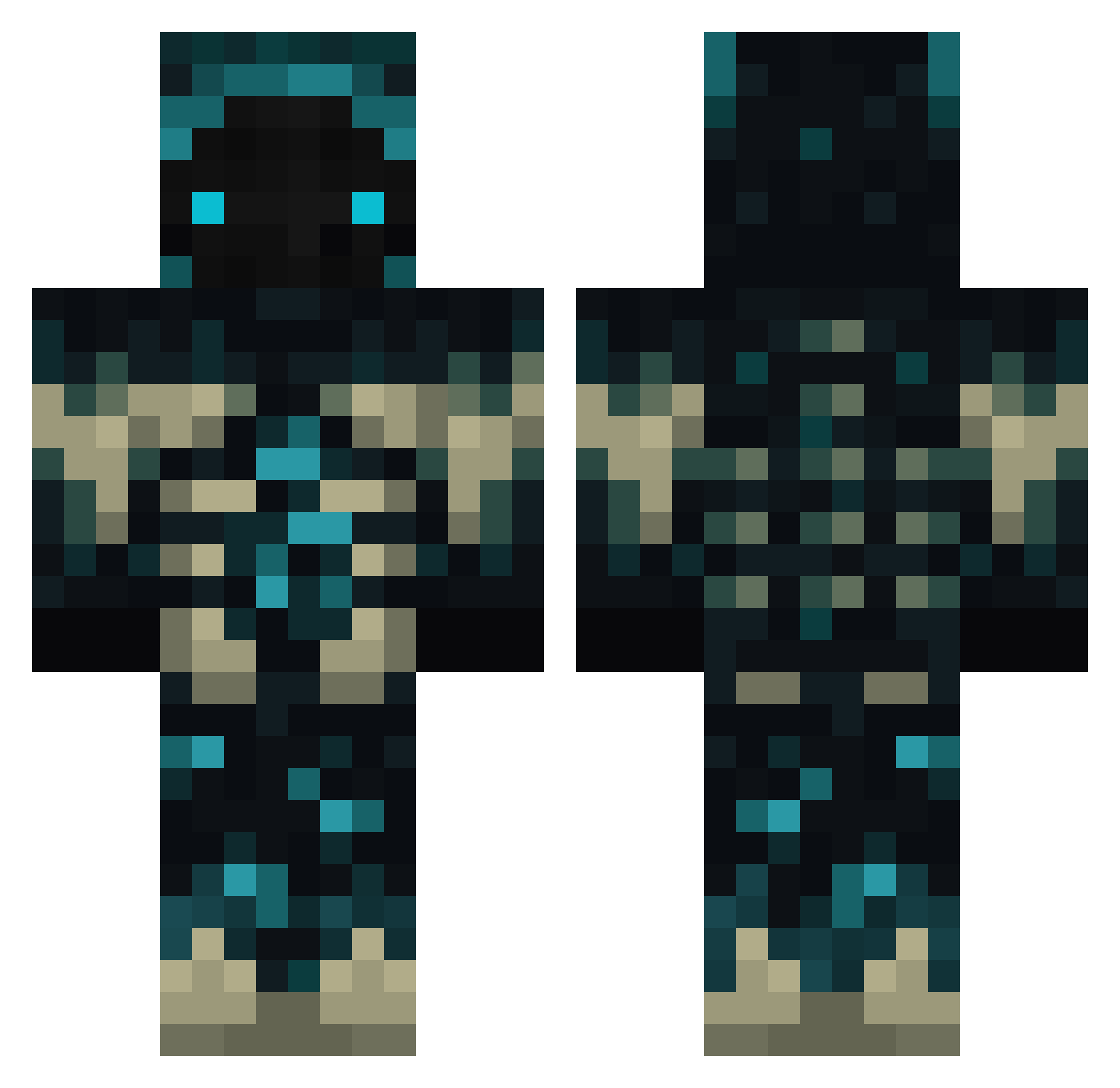MrRustix Minecraft skin, front and back view
