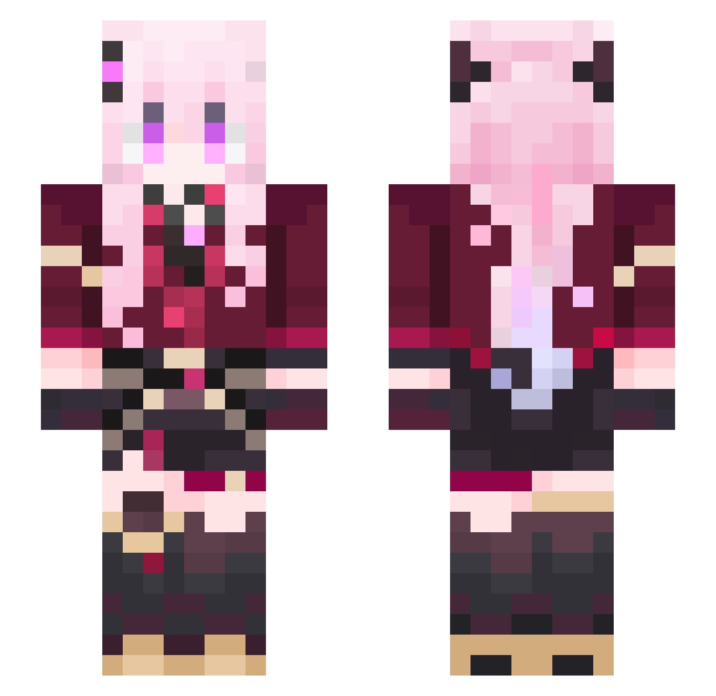 HueyToonz Minecraft skin, front and back view
