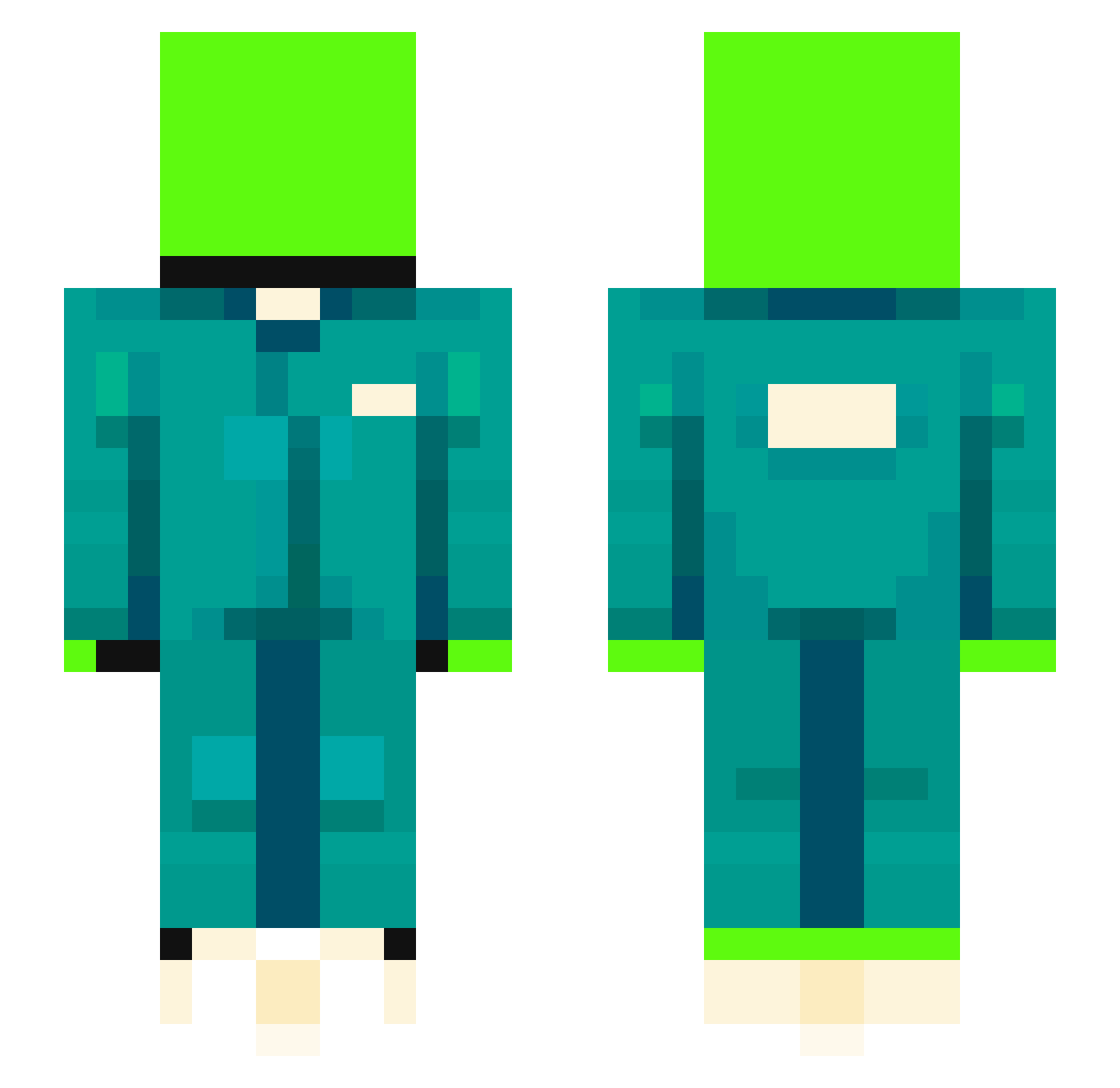 Chirms Minecraft skin, front and back view