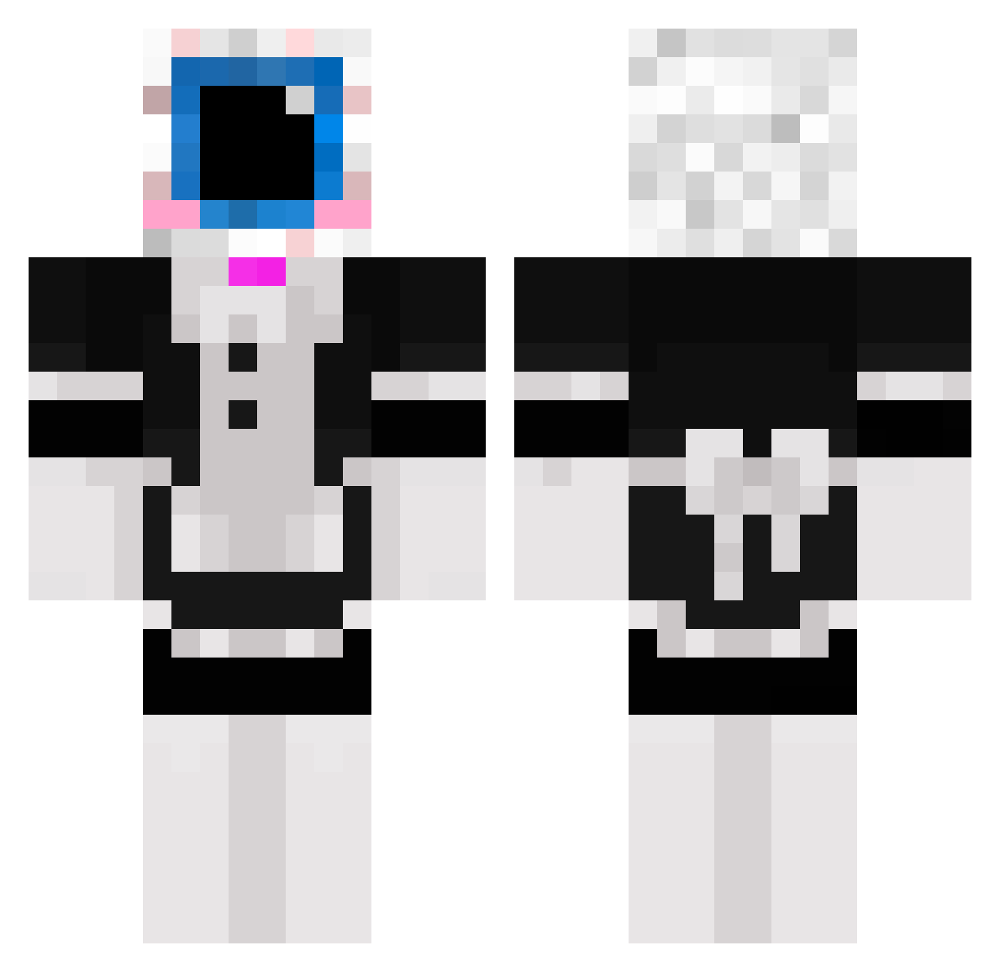 Pinepixel Minecraft skin, front and back view