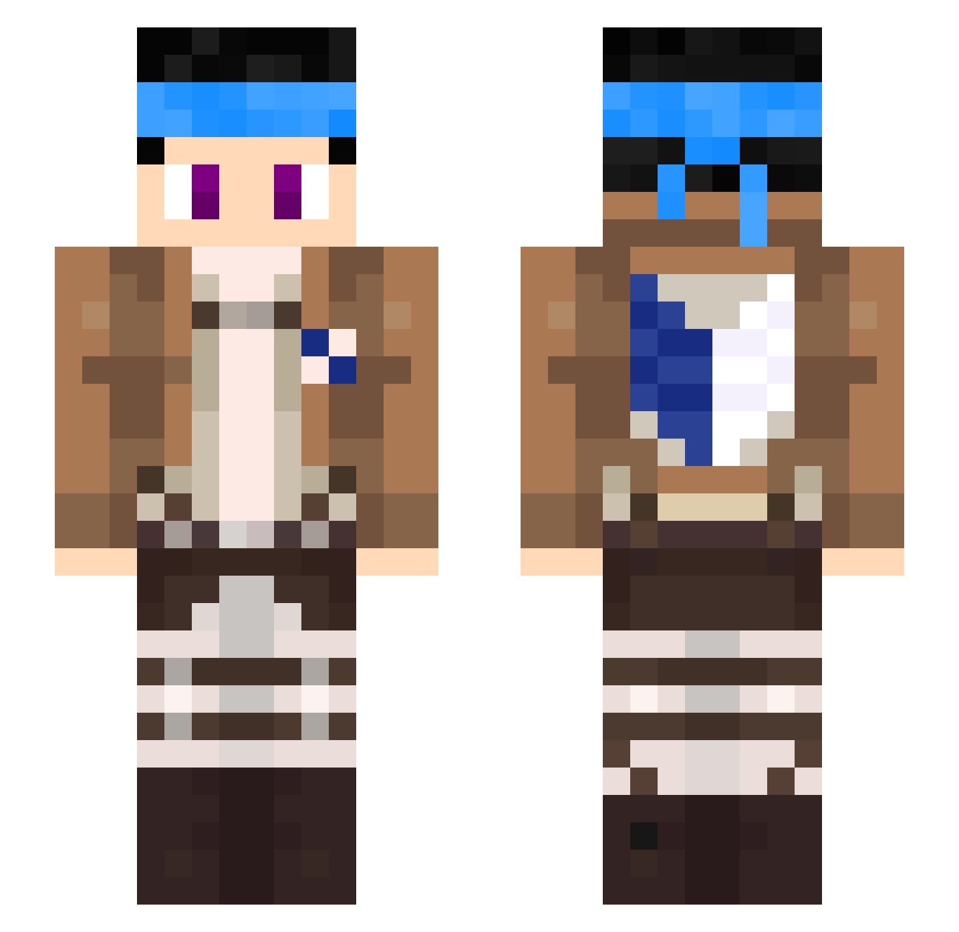 Xulf Minecraft skin, front and back view
