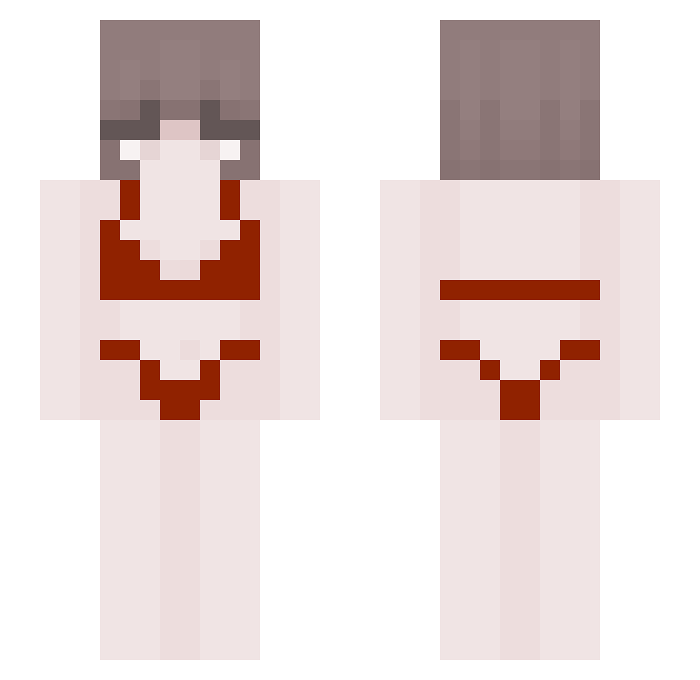 YouLostToAGirl Minecraft skin, front and back view