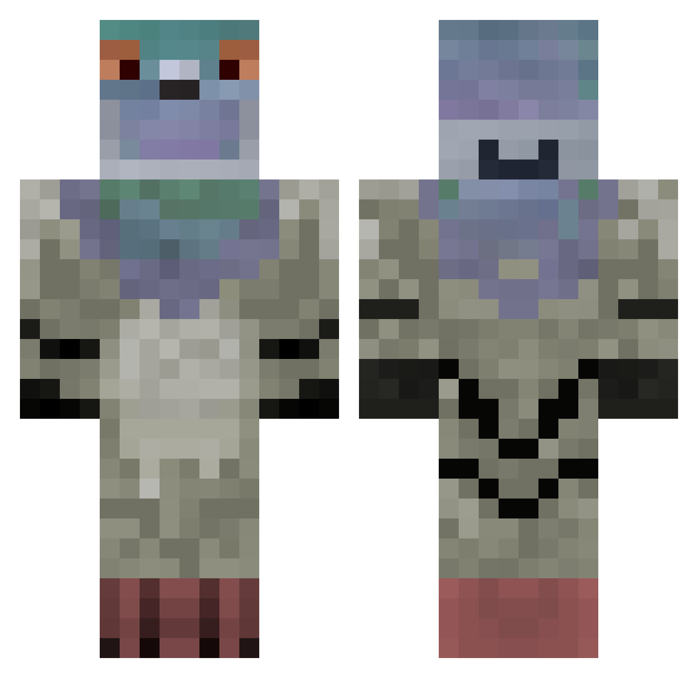 Creepex Minecraft skin, front and back view