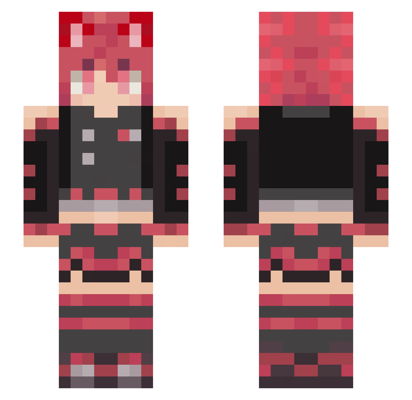ReddoFaier Minecraft skin, front and back view