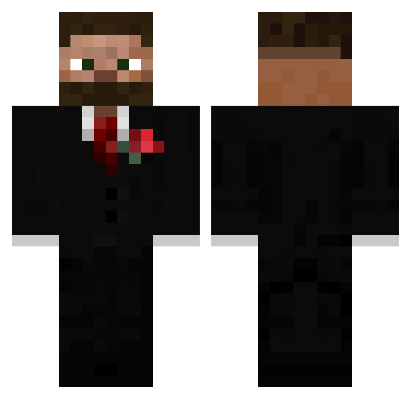 XmisiX4 Minecraft skin, front and back view