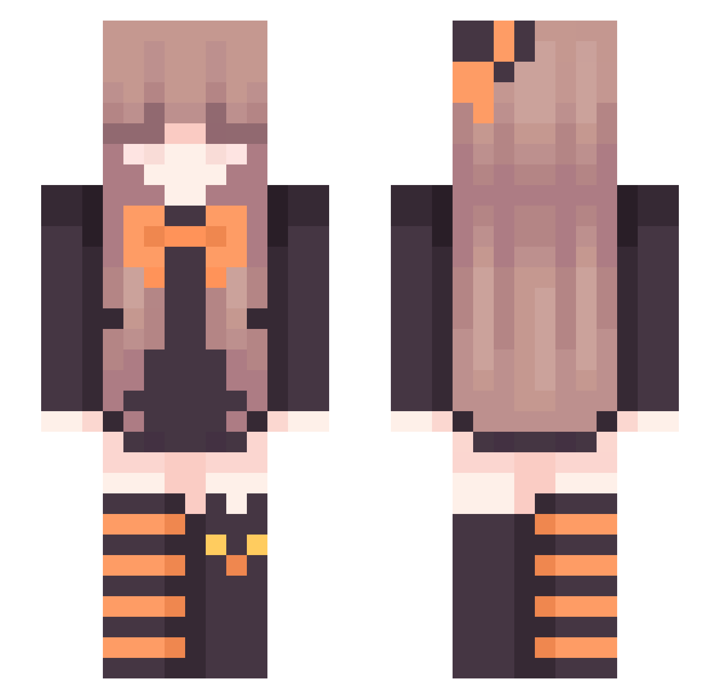 RealEGirl Minecraft skin, front and back view
