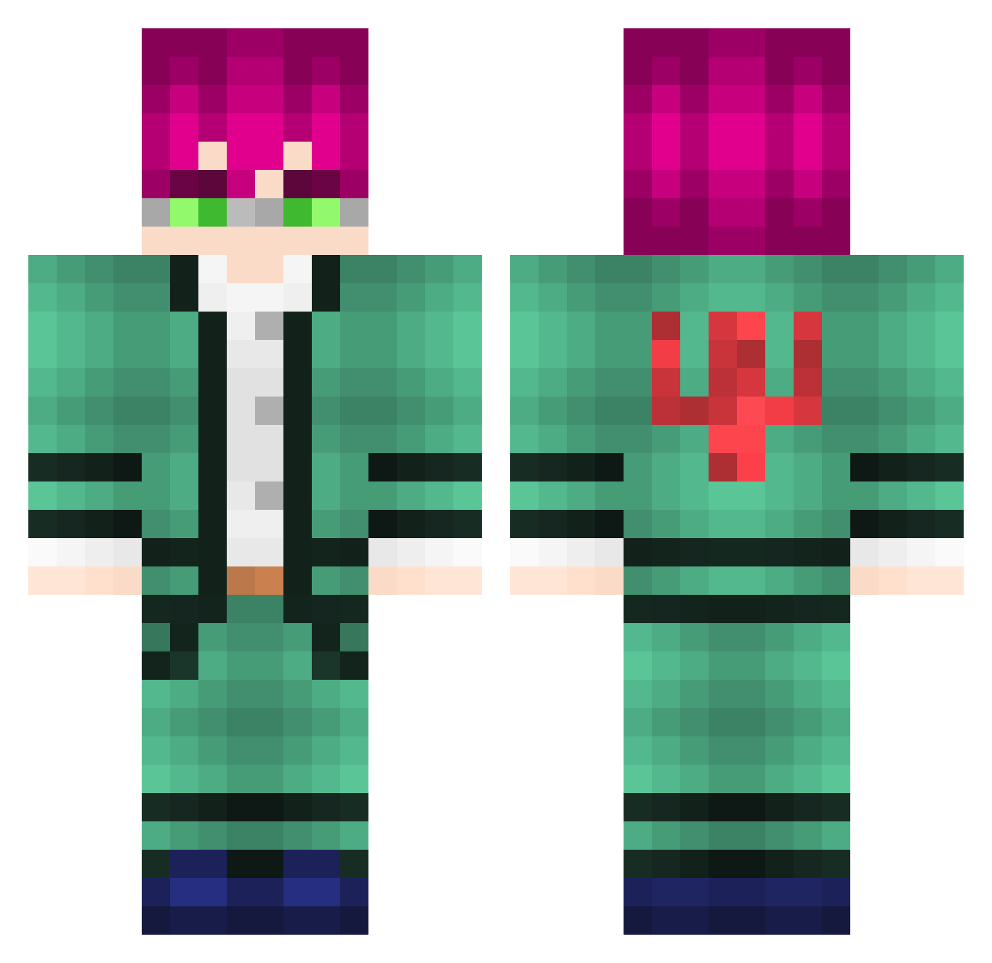 reallyStaria Minecraft skin, front and back view