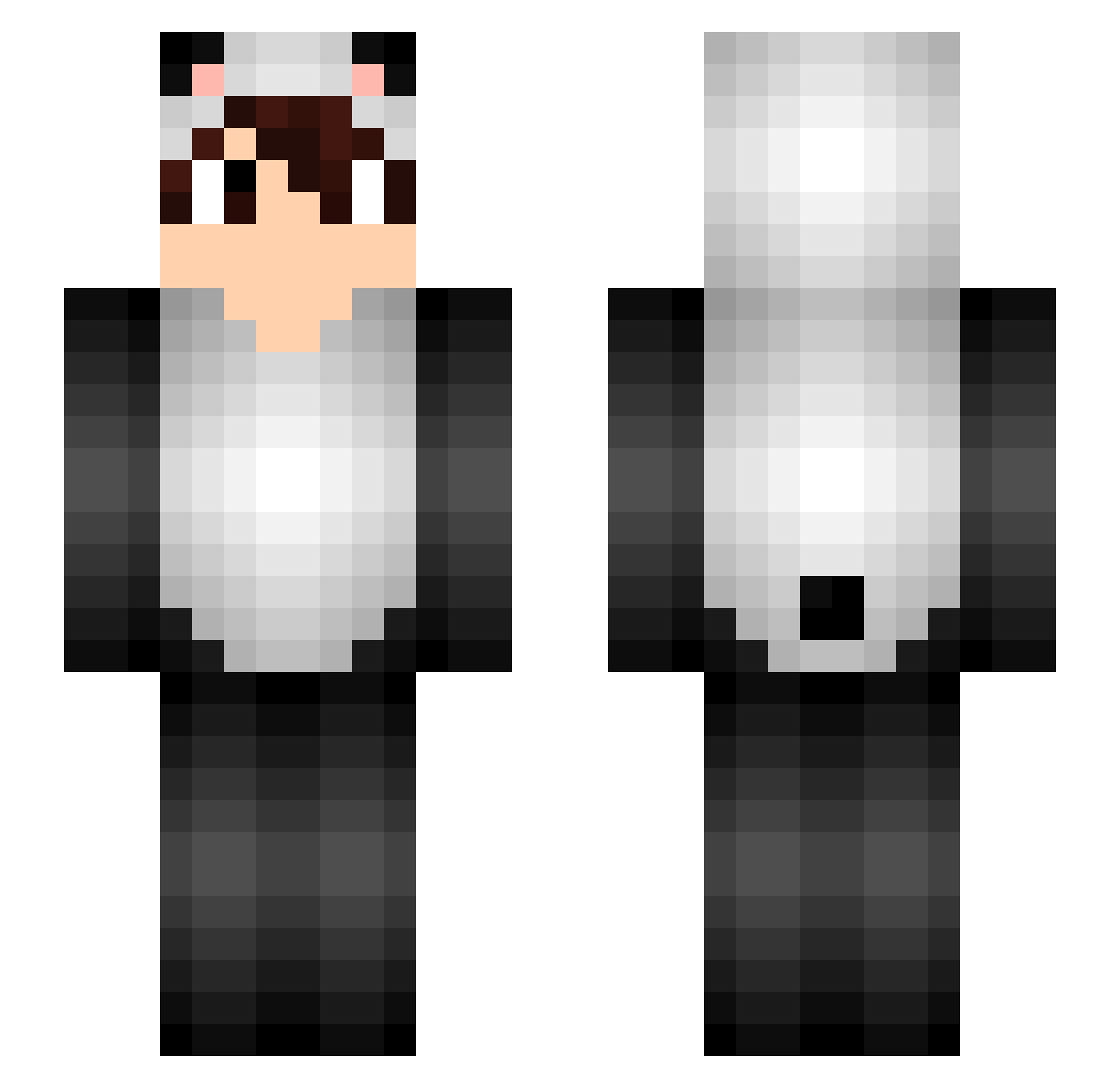 Panda_Pipoto Minecraft skin, front and back view