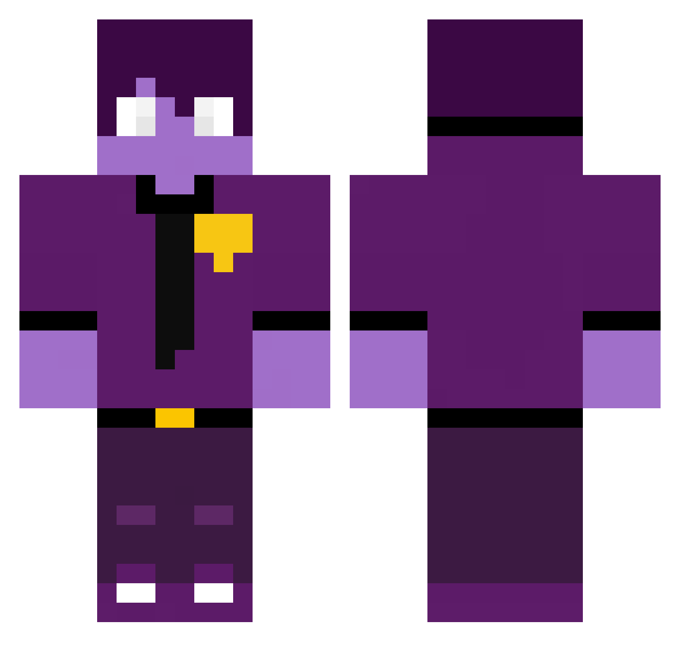Interceptable Minecraft skin, front and back view