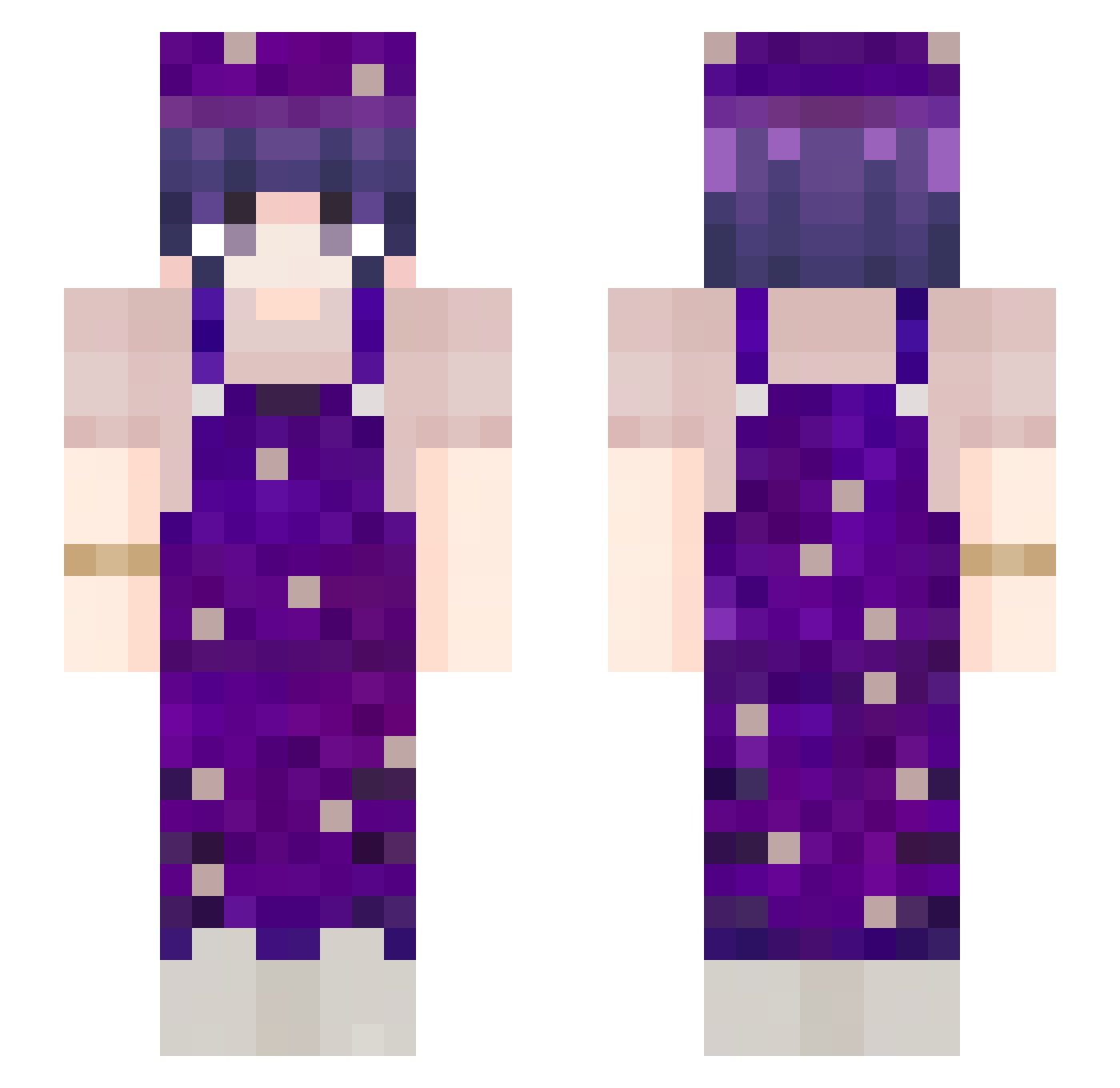 LinHikana Minecraft skin, front and back view