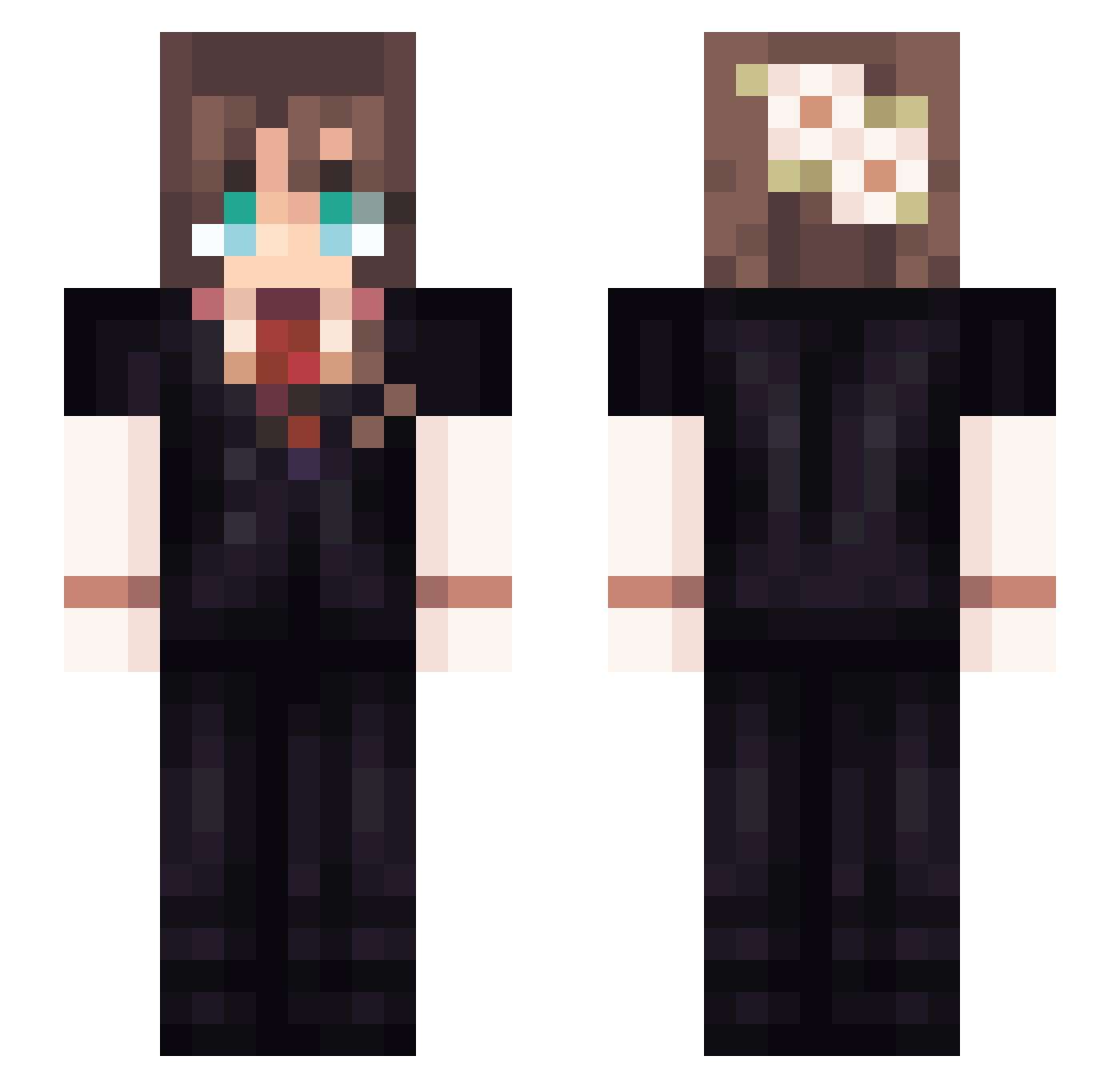 Bwoo00 Minecraft skin, front and back view