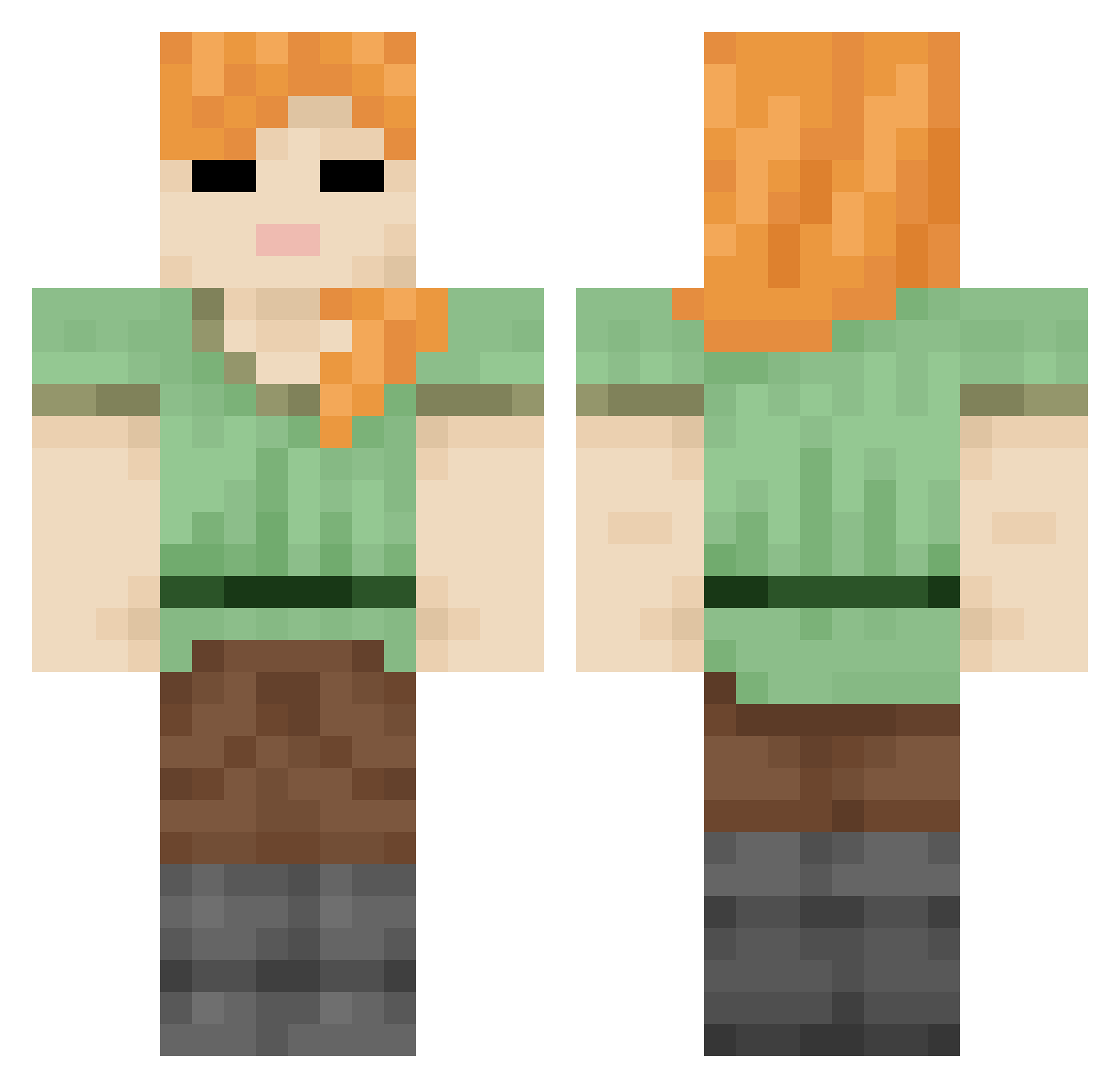 Walltoretto Minecraft skin, front and back view