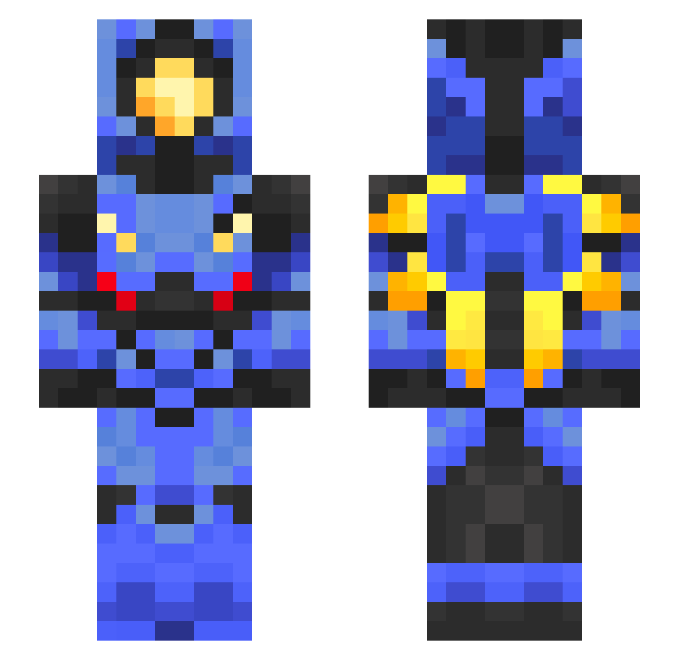 BobandGeoff Minecraft skin, front and back view