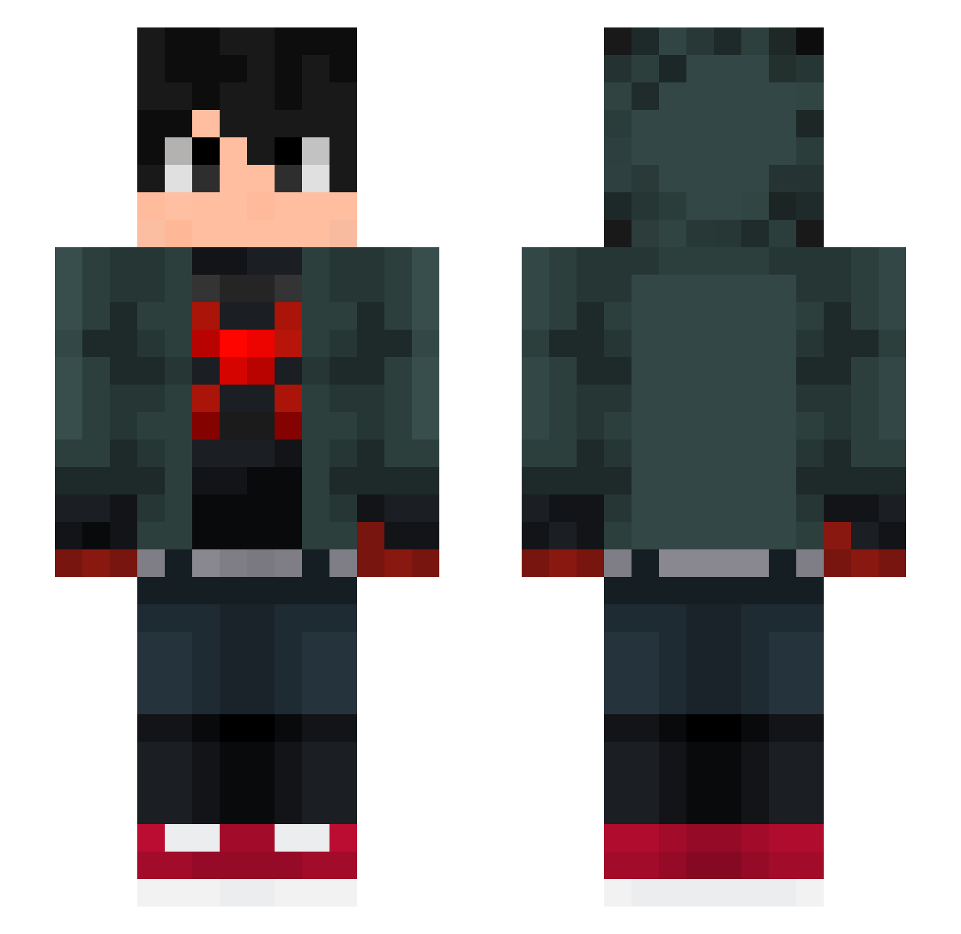 Kaleitors Minecraft skin, front and back view