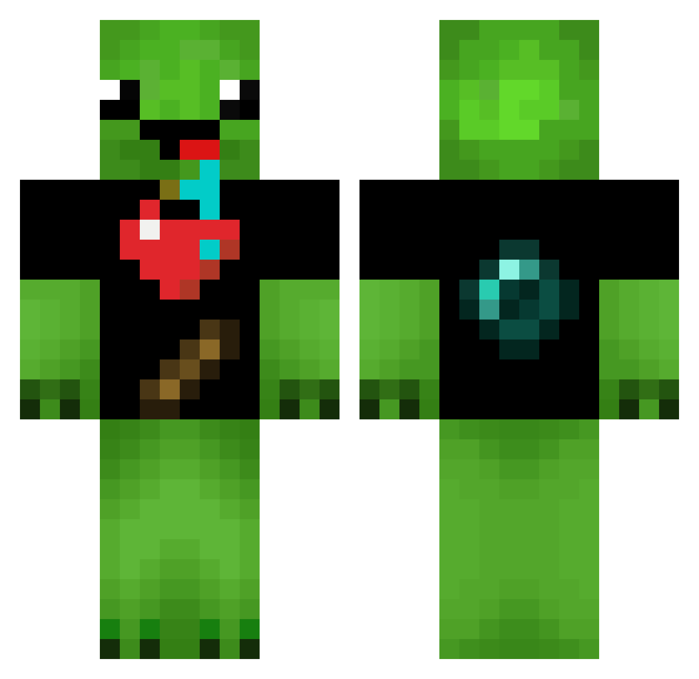tun3 Minecraft skin, front and back view