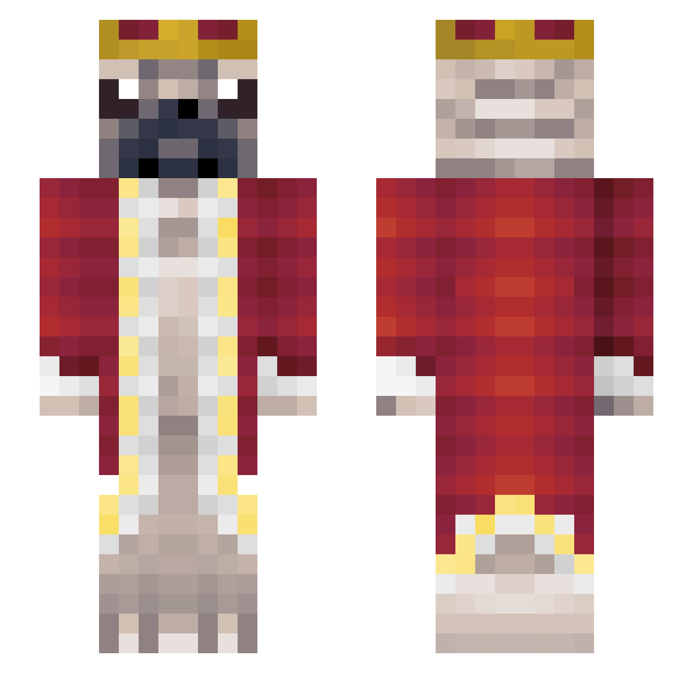 Pugeaux Minecraft skin, front and back view