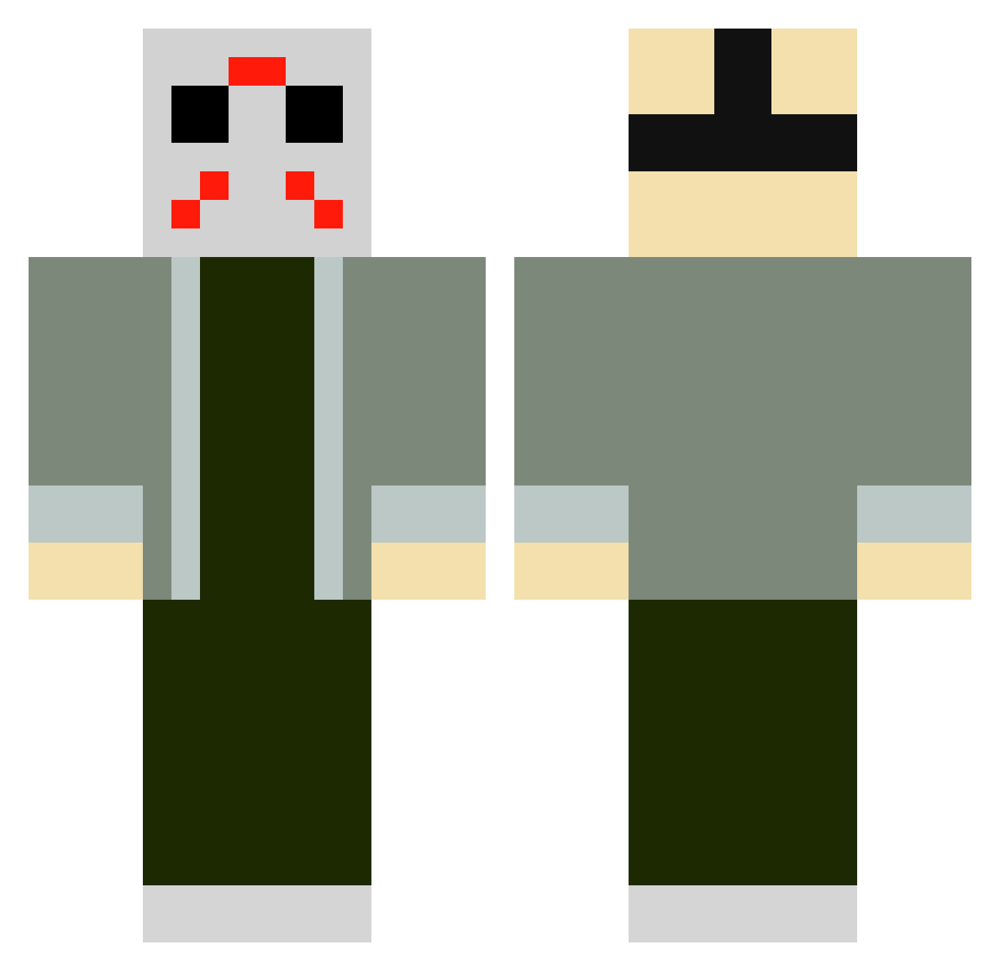 Shiftygforcer Minecraft skin, front and back view