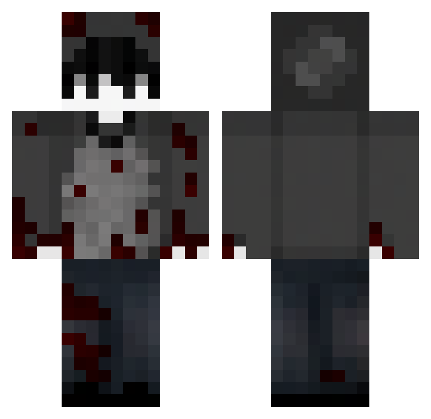 xJoeAsr Minecraft skin, front and back view