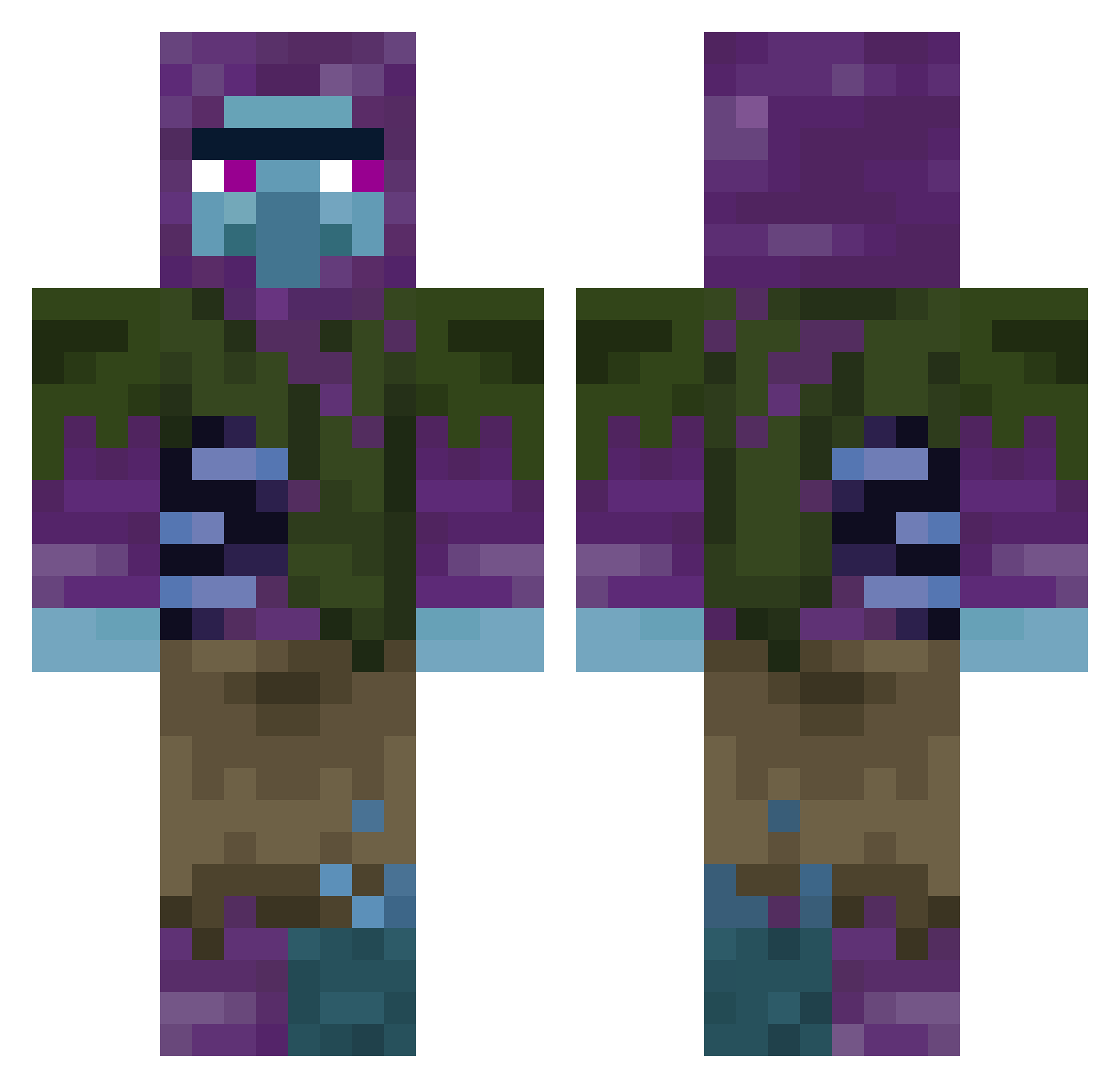 sznurr Minecraft skin, front and back view